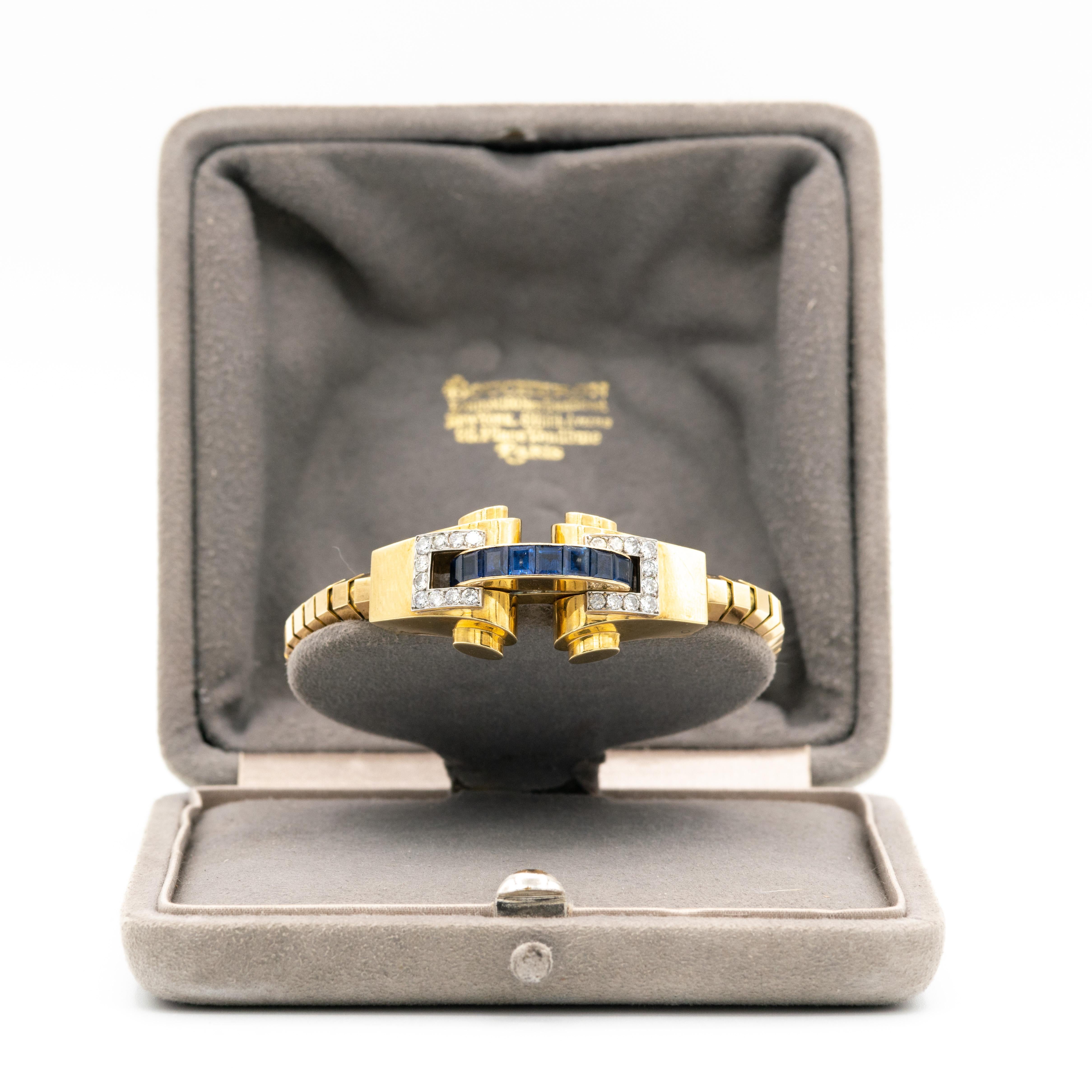 Bracelet Boucheron Paris 18 carats, saphir 2,70 carats et diamant 1,50 carat, boîte d'origine en vente 3