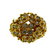 Boucheron Paris 18 Karat Yellow Gold and Diamond Bombe Ring Vintage, circa 1980s