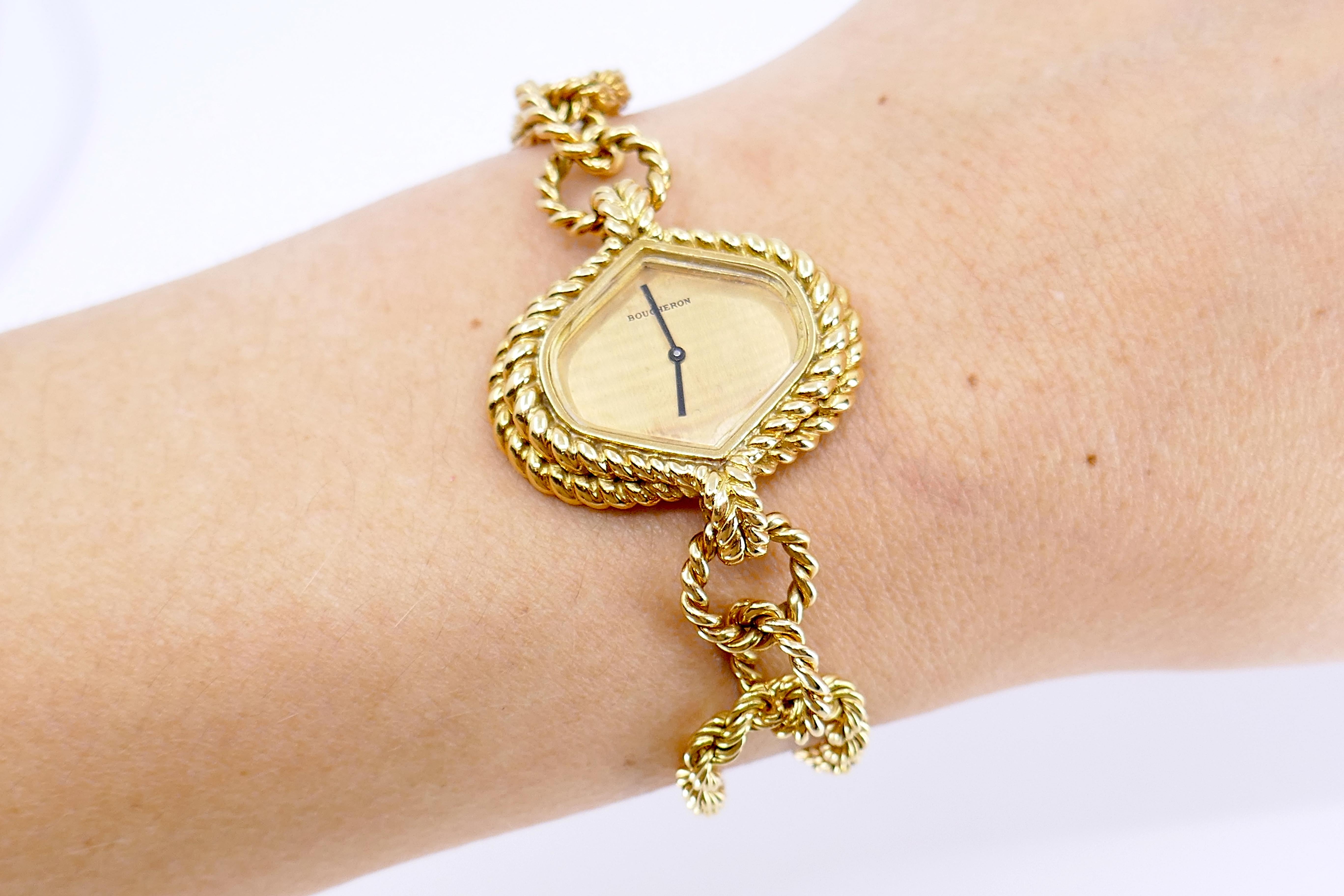 Boucheron Paris 18k Gold Braided Watch For Sale 3
