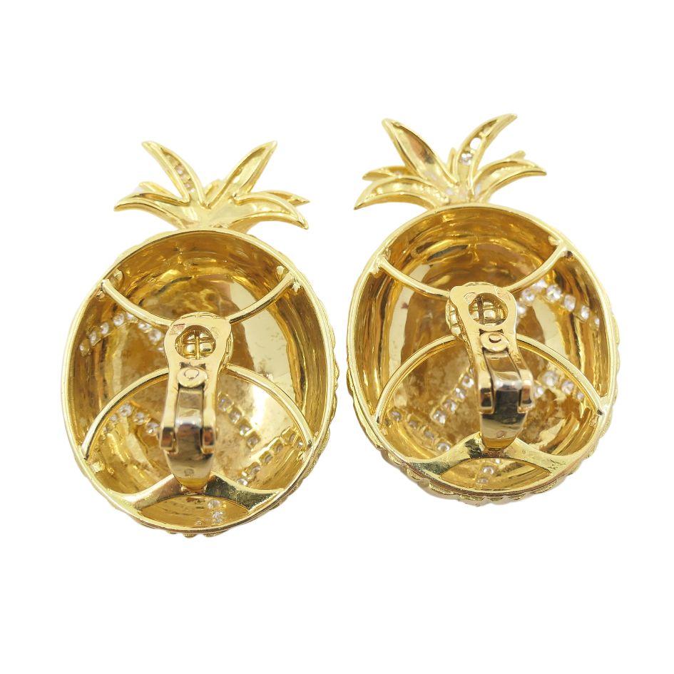Boucheron Paris 18k Gold Diamond Pineapple Earring Pin Set 7