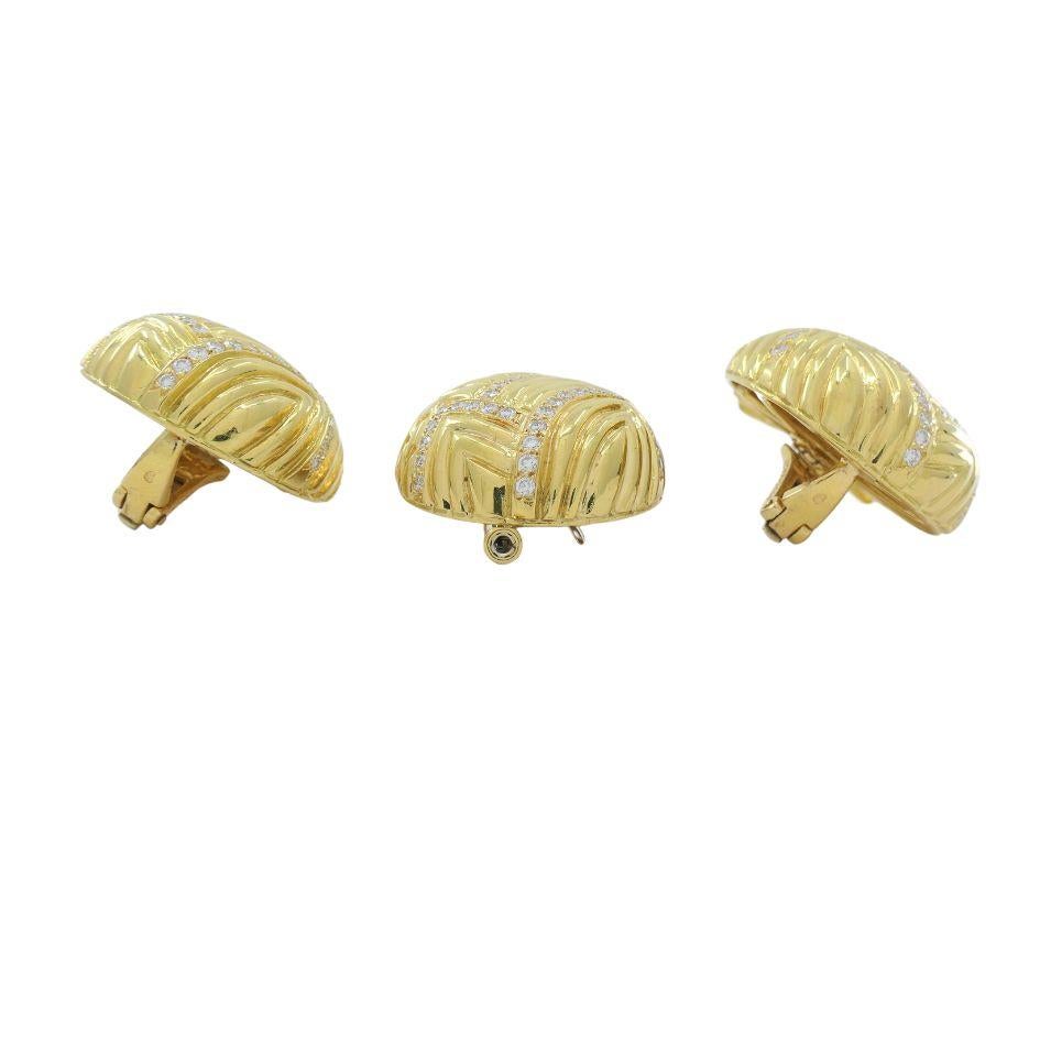 Boucheron Paris 18k Gold Diamond Pineapple Earring Pin Set 1