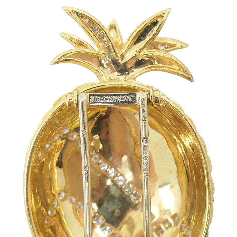 Boucheron Paris 18k Gold Diamond Pineapple Earring Pin Set 4