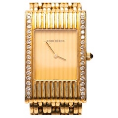 Boucheron Paris 18k Gold Ladies Watch – Diamond Bezel, Interchangeable Strap
