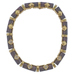 Boucheron Paris 18k Gold Wood Diamond Necklace