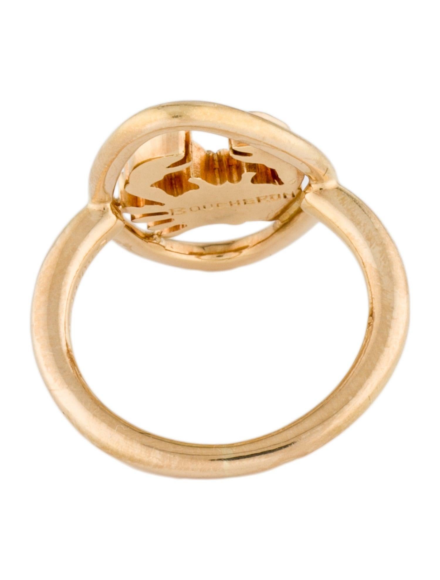 BOUCHERON PARIS 18k Yellow Gold Cancer Zodiac Ring Vintage Circa 1970s In Excellent Condition For Sale In Beverly Hills, CA
