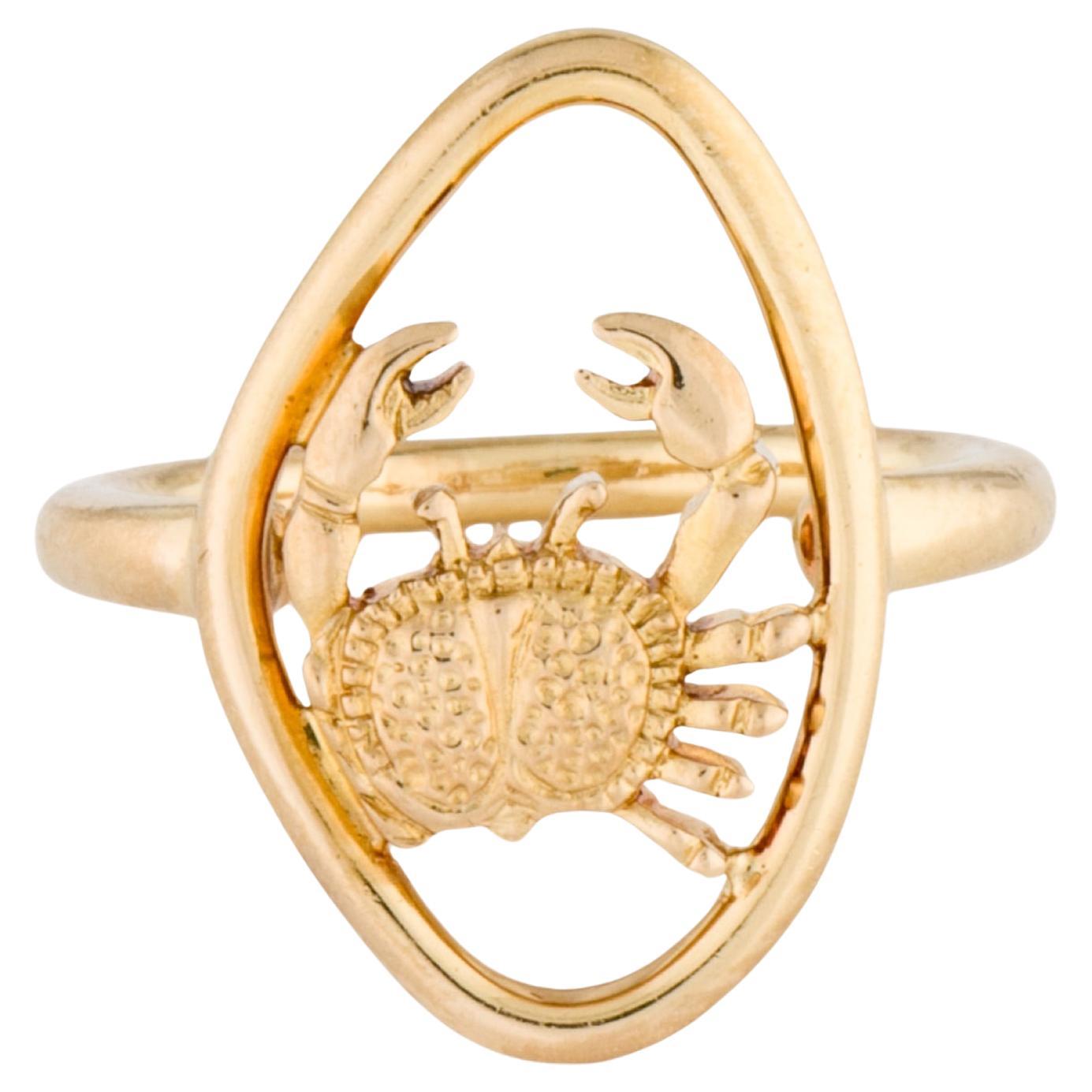 BOUCHERON PARIS 18k Yellow Gold Cancer Zodiac Ring Vintage Circa 1970s