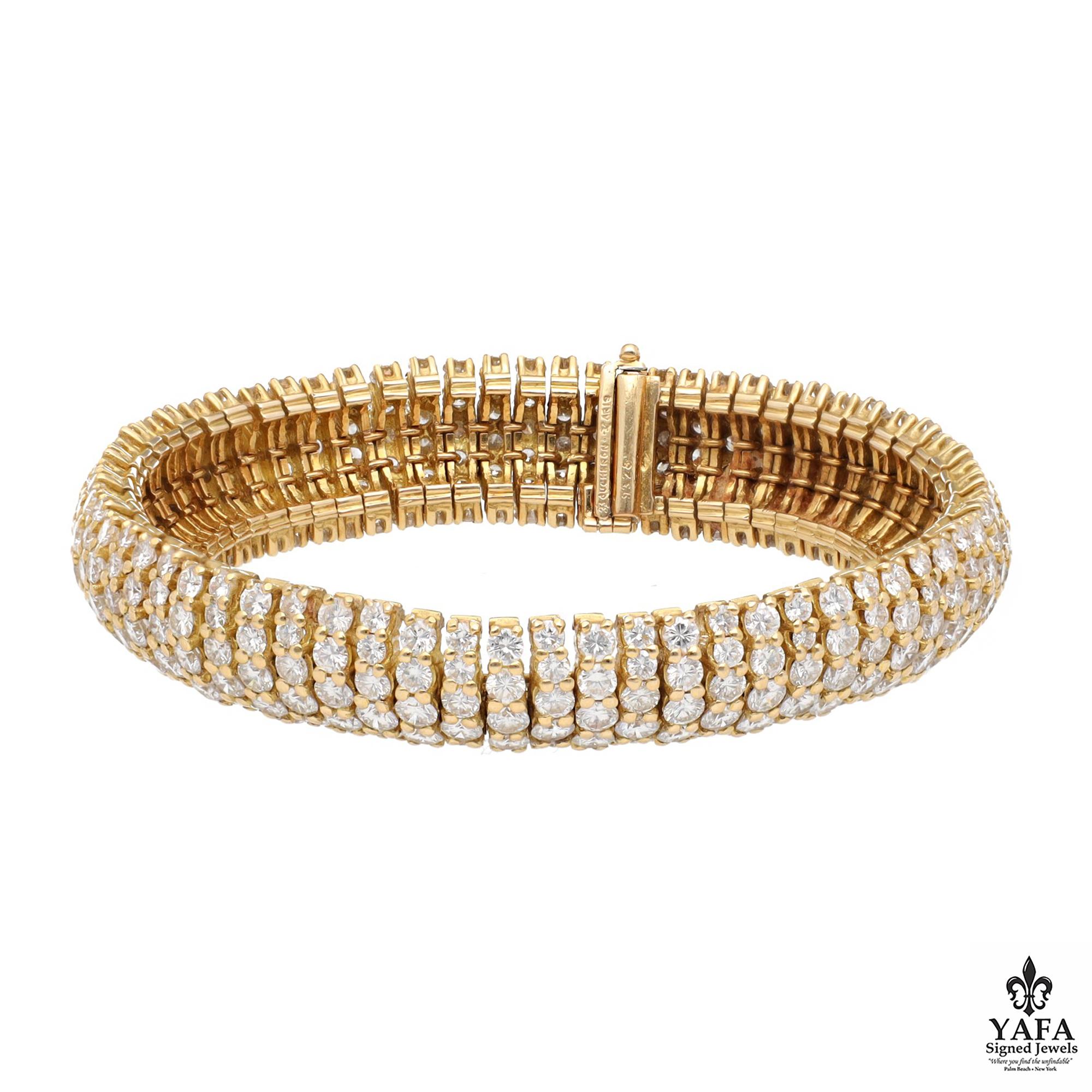 Taille ronde Bracelet Boucheron Paris en or jaune 18 carats et diamants en vente