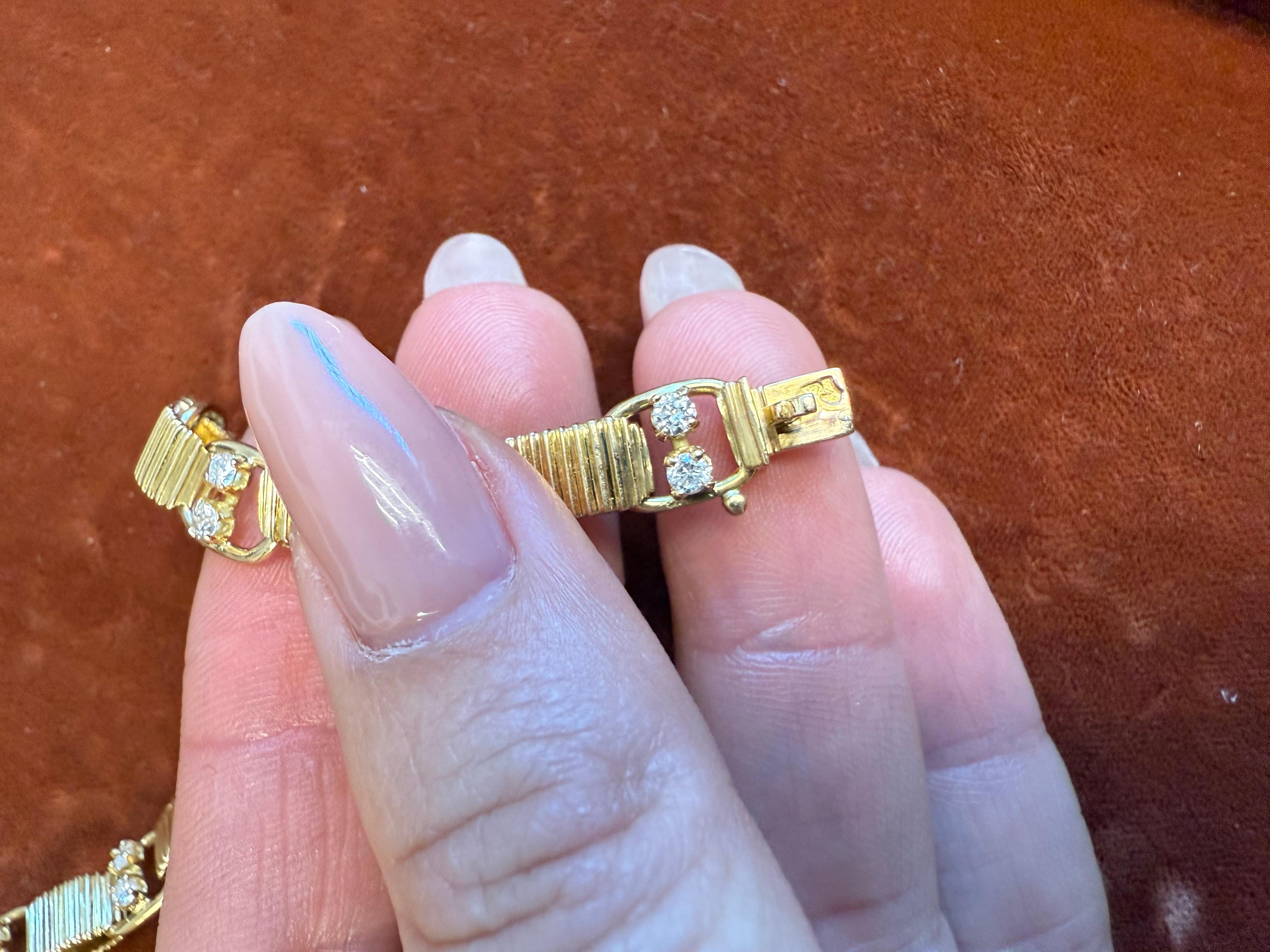 BOUCHERON PARIS 18K Gelbgold & Diamant-Gliederarmband 1970er Jahre Vintage für Damen oder Herren im Angebot