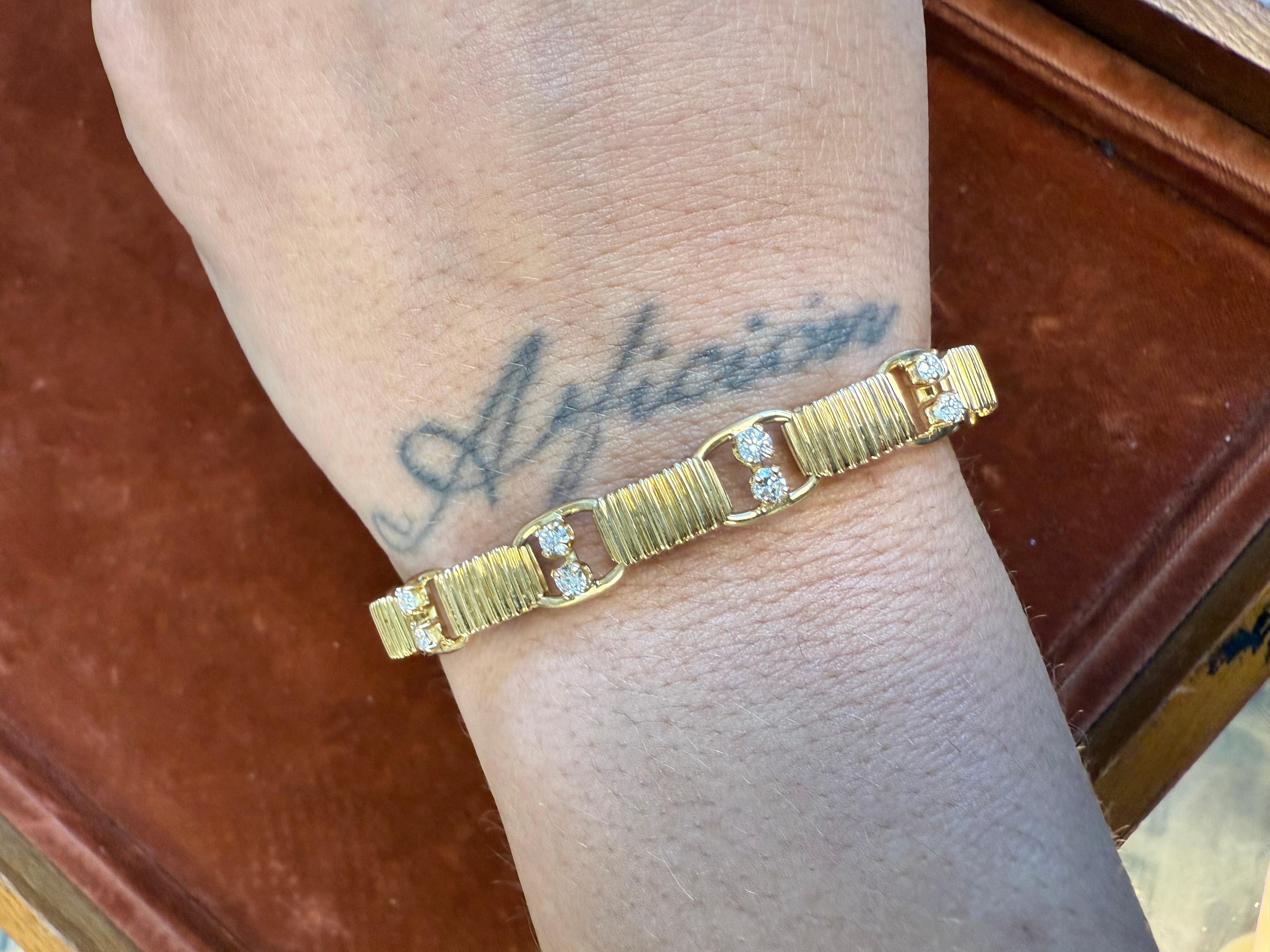 BOUCHERON PARIS 18K Gelbgold & Diamant-Gliederarmband 1970er Jahre Vintage im Angebot 2