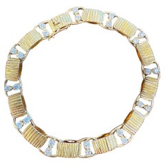 BOUCHERON PARIS 18K Yellow Gold & Diamond Link Bracelet 1970s Vintage