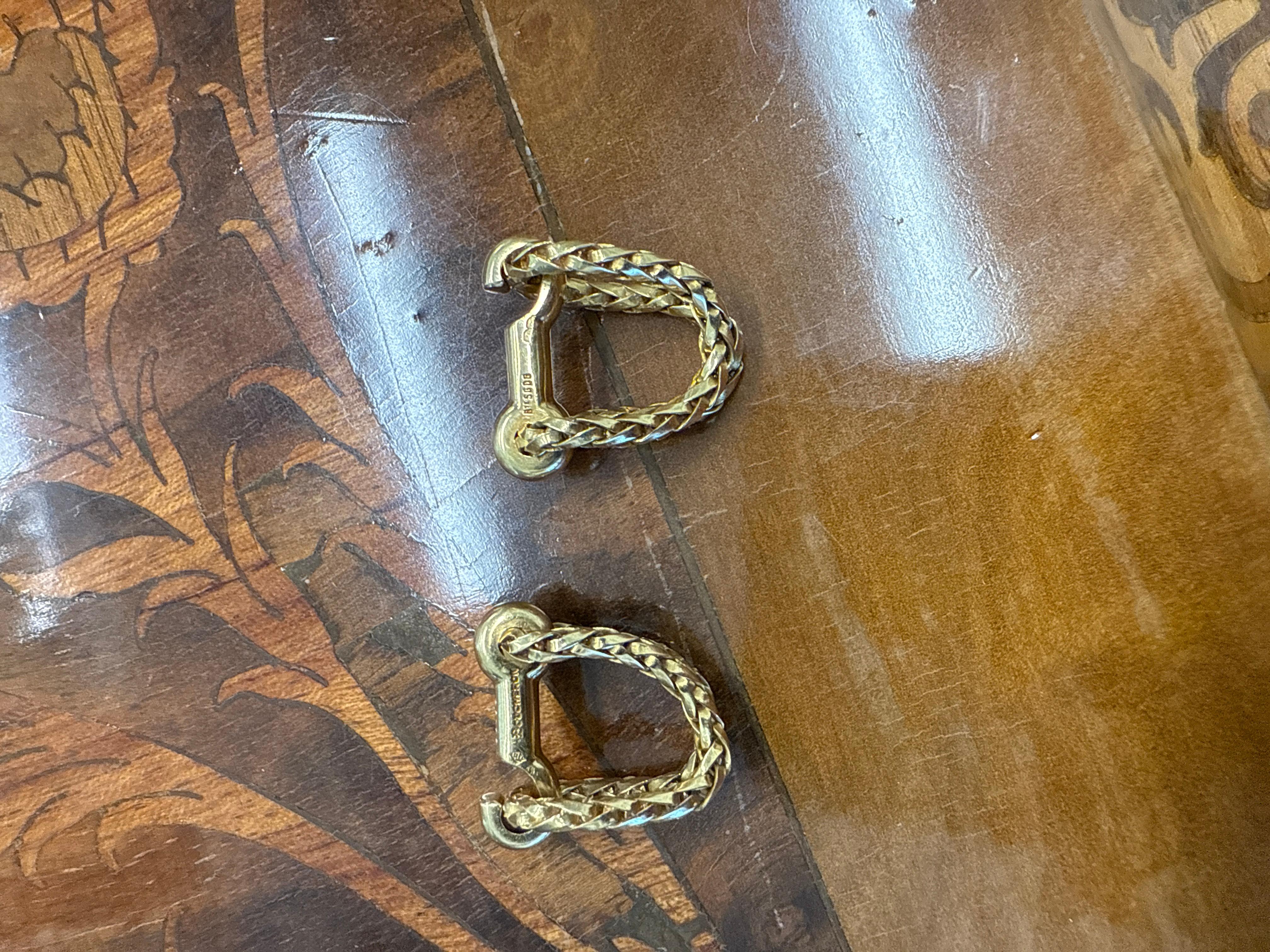 Gemelli BOUCHERON PARIS in oro giallo 18k con motivo a corda Marin 1970s Vintage In condizioni ottime in vendita a Beverly Hills, CA