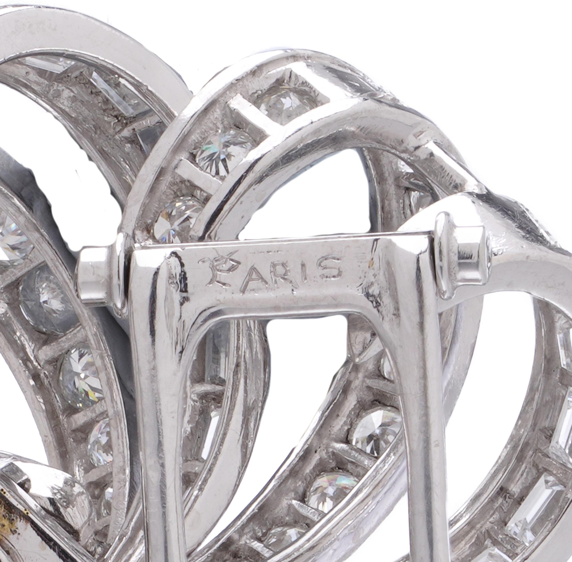 Donna Boucheron Paris Oro Bianco 18kt 9,50 ct. Spilla a doppia clip con diamante in vendita