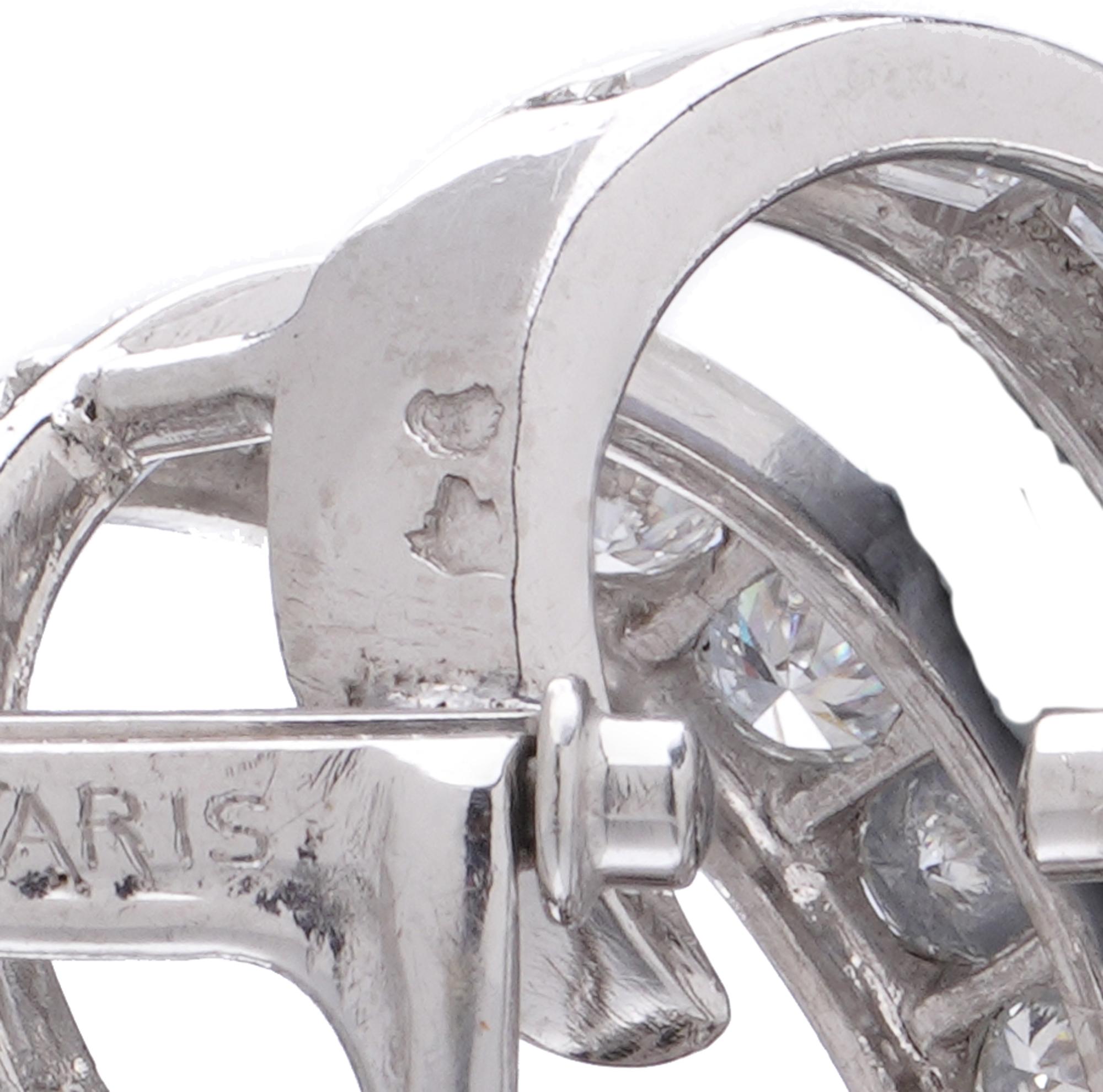 Boucheron Paris Oro Bianco 18kt 9,50 ct. Spilla a doppia clip con diamante in vendita 1