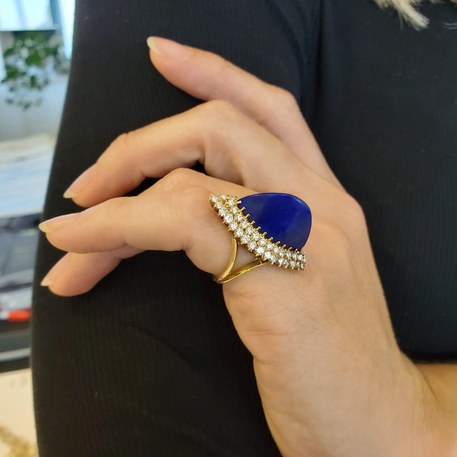 A sculptural navette cocktail ring designed by Boucheron.

This is an incredible three dimensional navette ring, created during the mid-century period in Paris France by the jewelry house of Boucheron, back in the 1960. This sculptural flamboyant