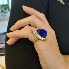 BOUCHERON Paris 1960 Cocktail Ring 18Kt Gold With 12.98 Ctw In Diamonds & Lapis