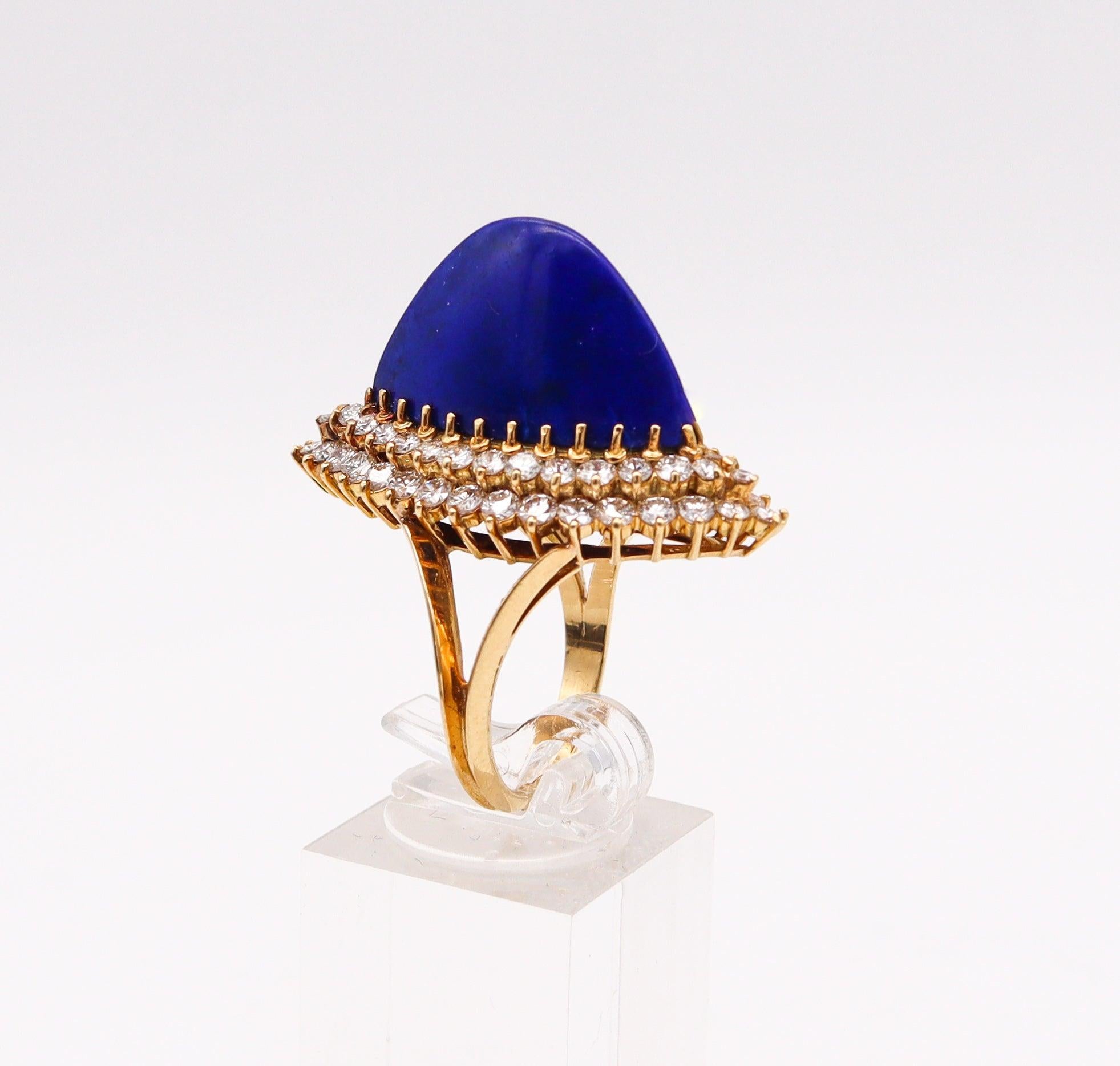 Women's BOUCHERON Paris 1960 Cocktail Ring 18Kt Gold With 12.98 Ctw In Diamonds & Lapis