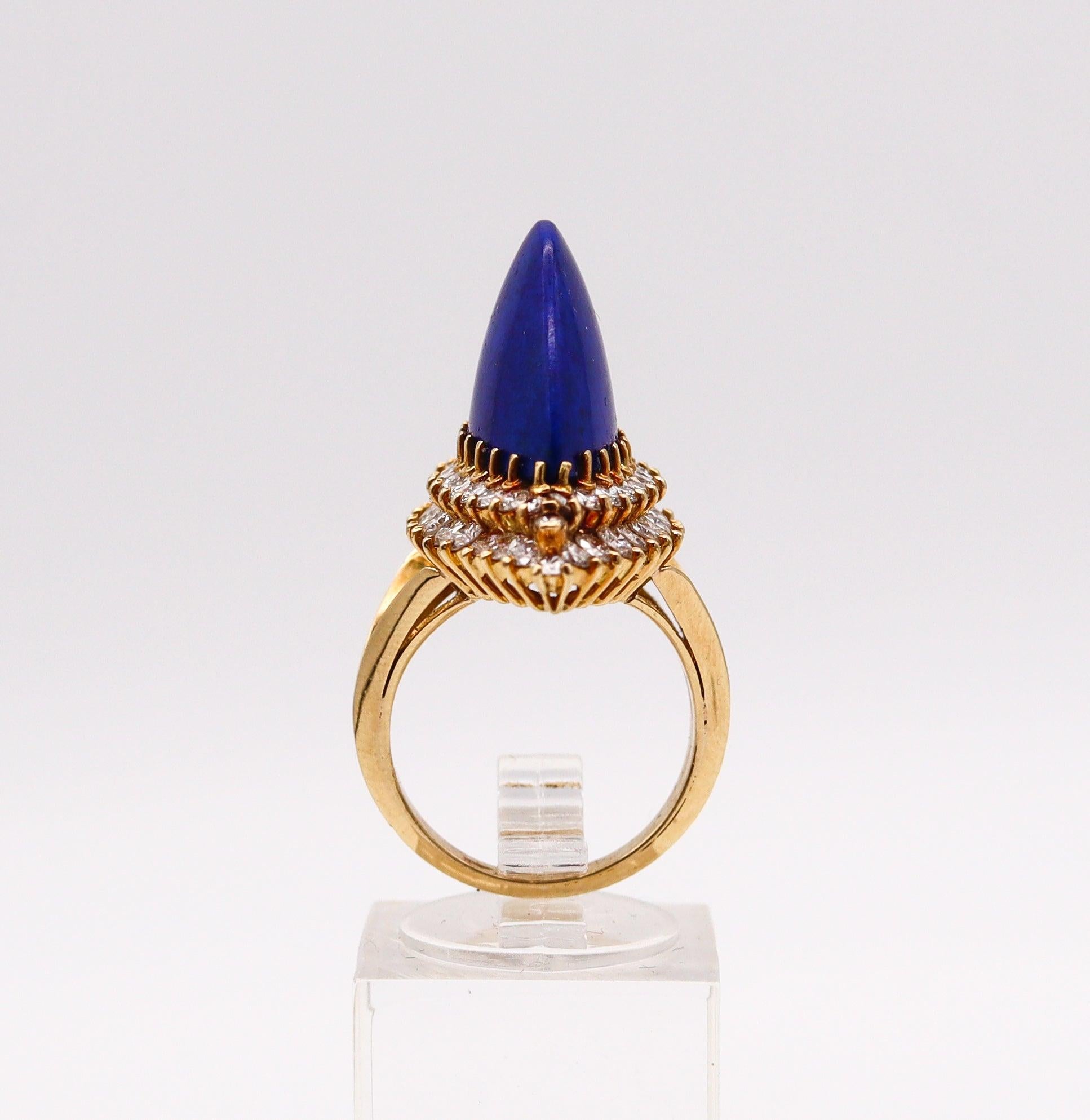 BOUCHERON Paris 1960 Cocktail Ring 18Kt Gold With 12.98 Ctw In Diamonds & Lapis 3
