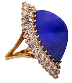 BOUCHERON Paris 1960 Cocktail Ring 18Kt Gold With 12.98 Ctw In Diamonds & Lapis