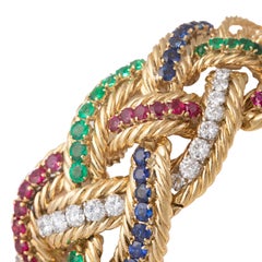 Boucheron París Años 60 Rubí Zafiro Esmeralda Diamante Pulsera