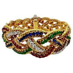 Boucheron Paris 1960s Rubis Saphir Emeraude Diamant Bracelet