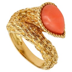Boucheron Paris 1970 Serpent Boheme Textured Ring In 18Kt Yellow Gold With Coral