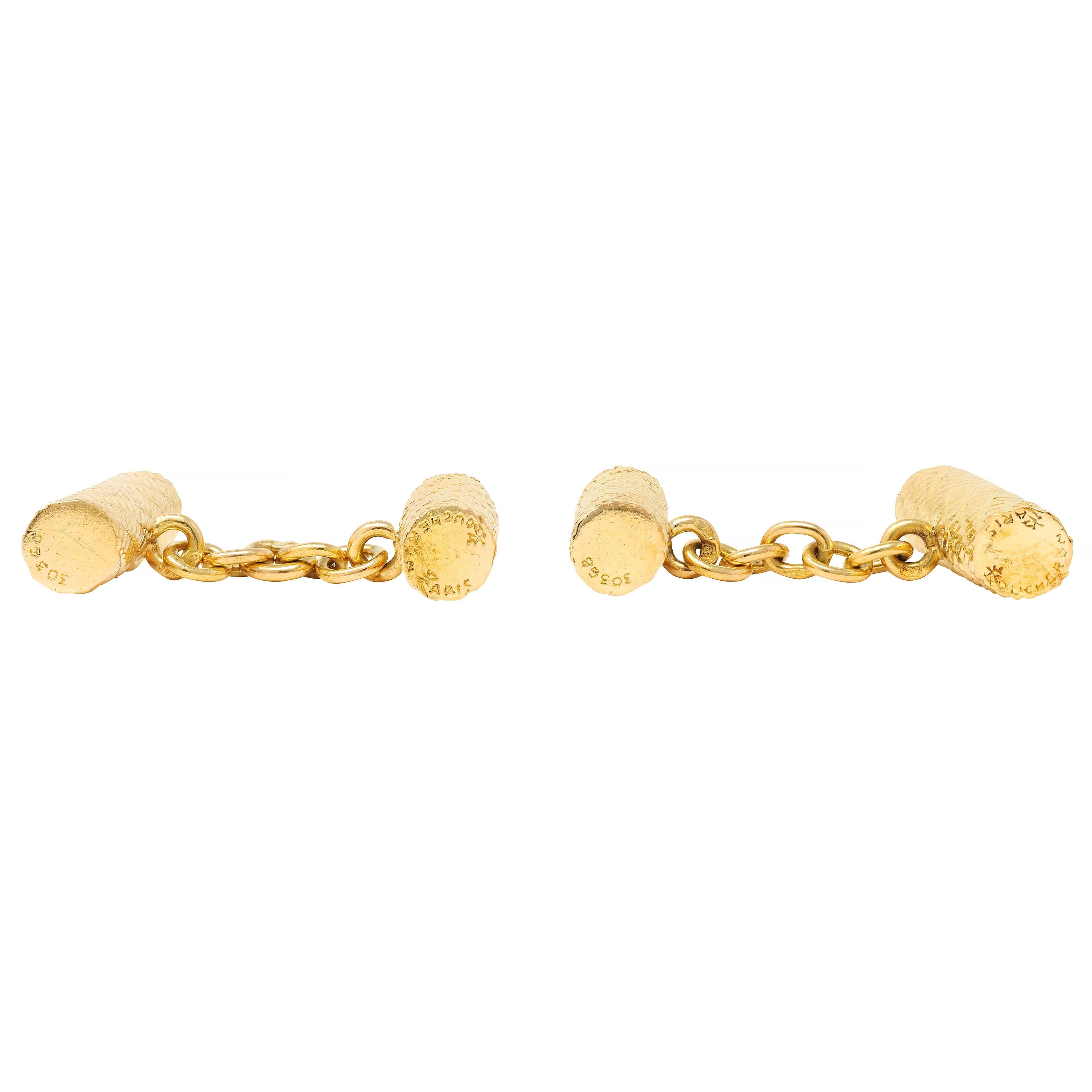 Women's or Men's Boucheron Paris 1970's 18 Karat Yellow Gold Vintage Zig-Zag Bar Cufflinks For Sale