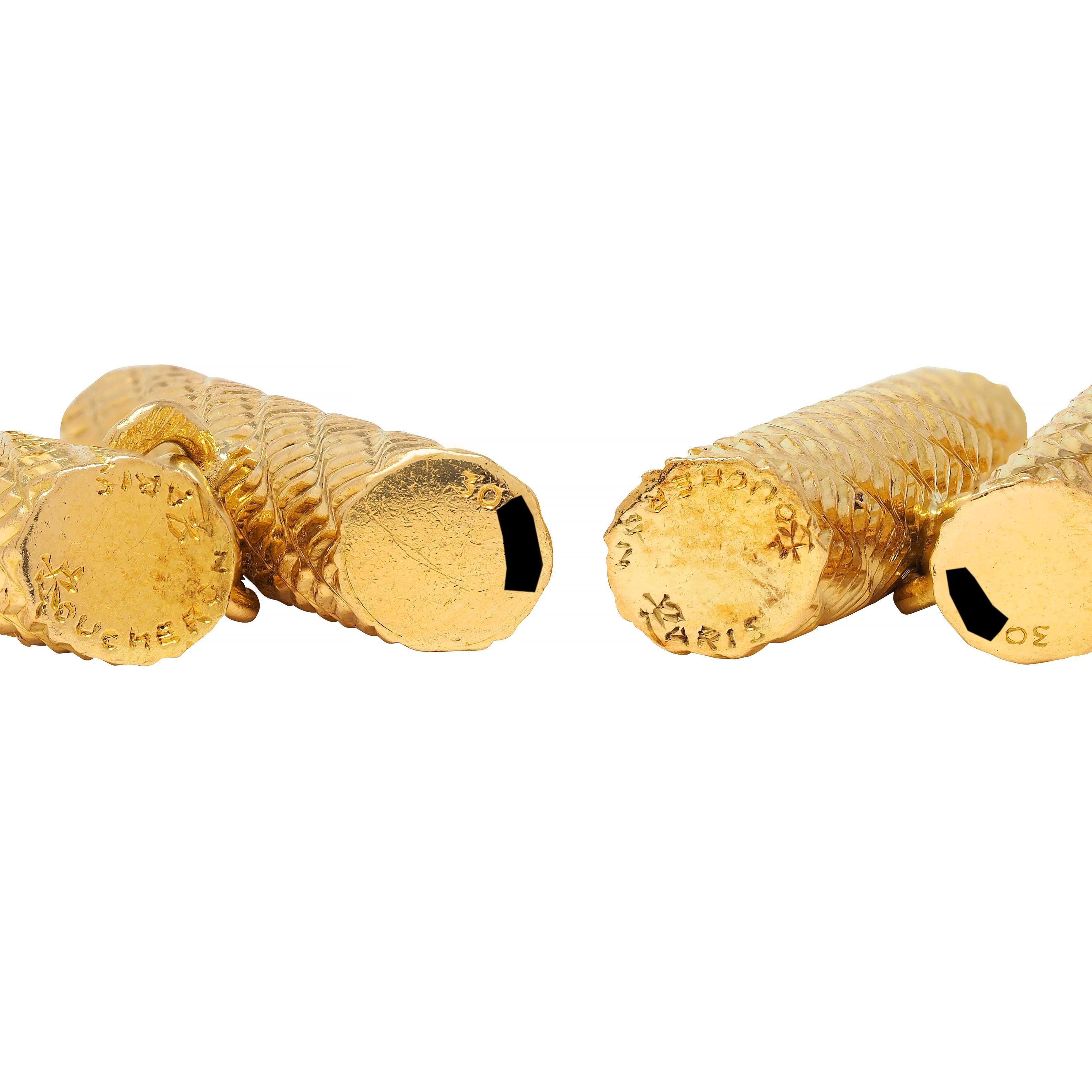 Boucheron Paris 1970's 18 Karat Yellow Gold Vintage Zig-Zag Bar Cufflinks For Sale 2