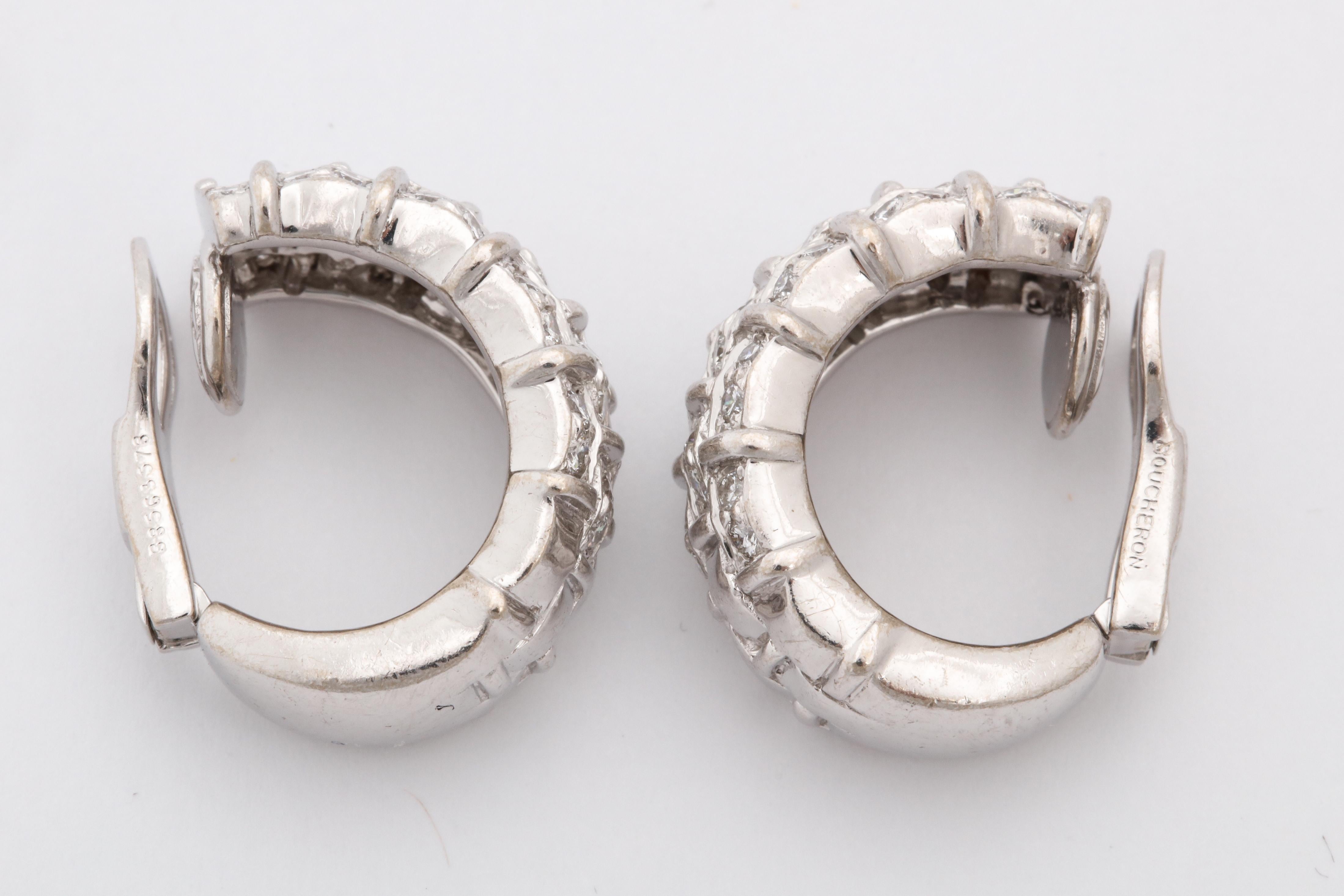 Boucheron, Paris, 1980s Diamond White Gold Half Hoop Earrings with Fancy Backs 5