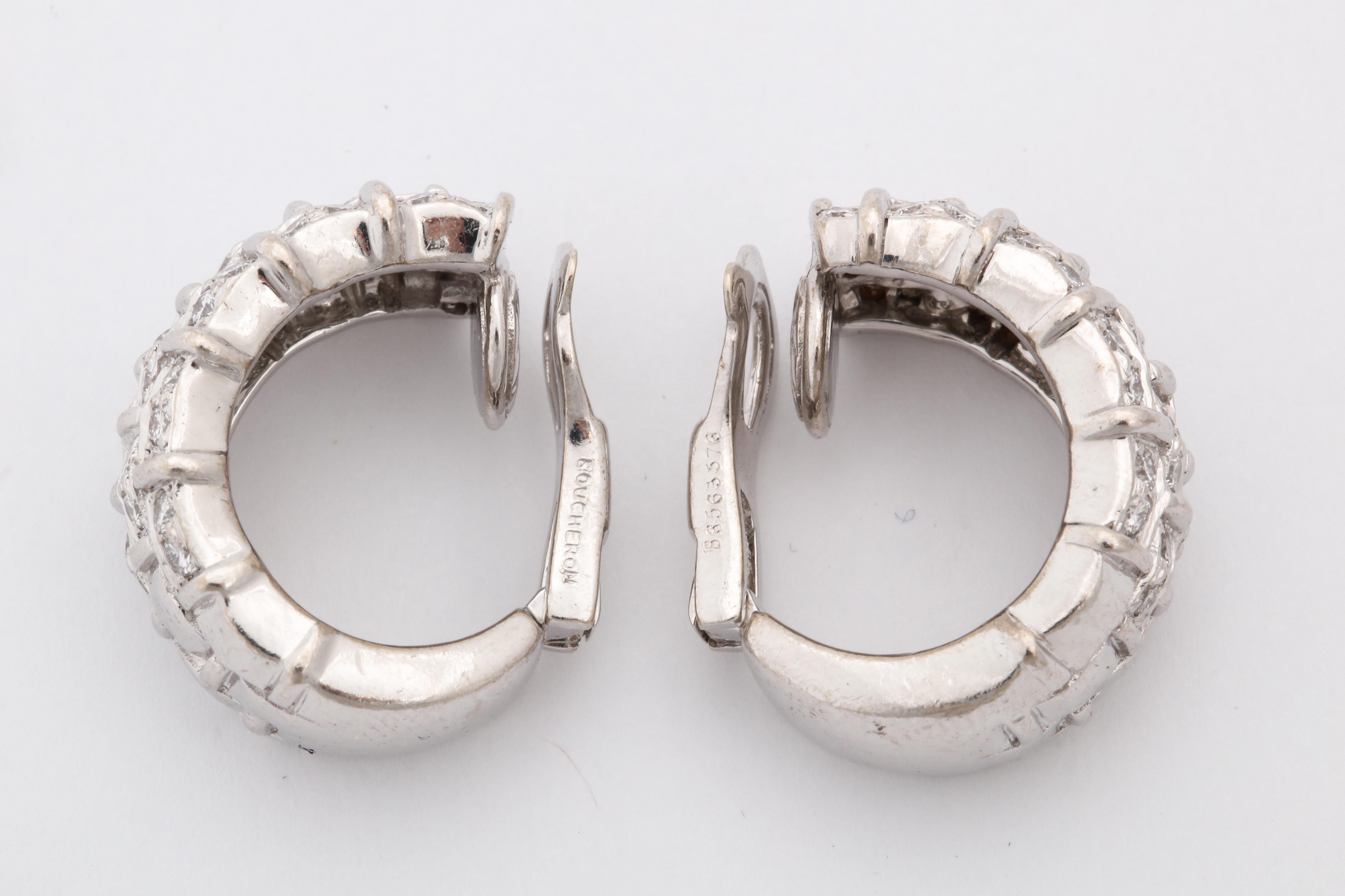 Boucheron, Paris, 1980s Diamond White Gold Half Hoop Earrings with Fancy Backs 6
