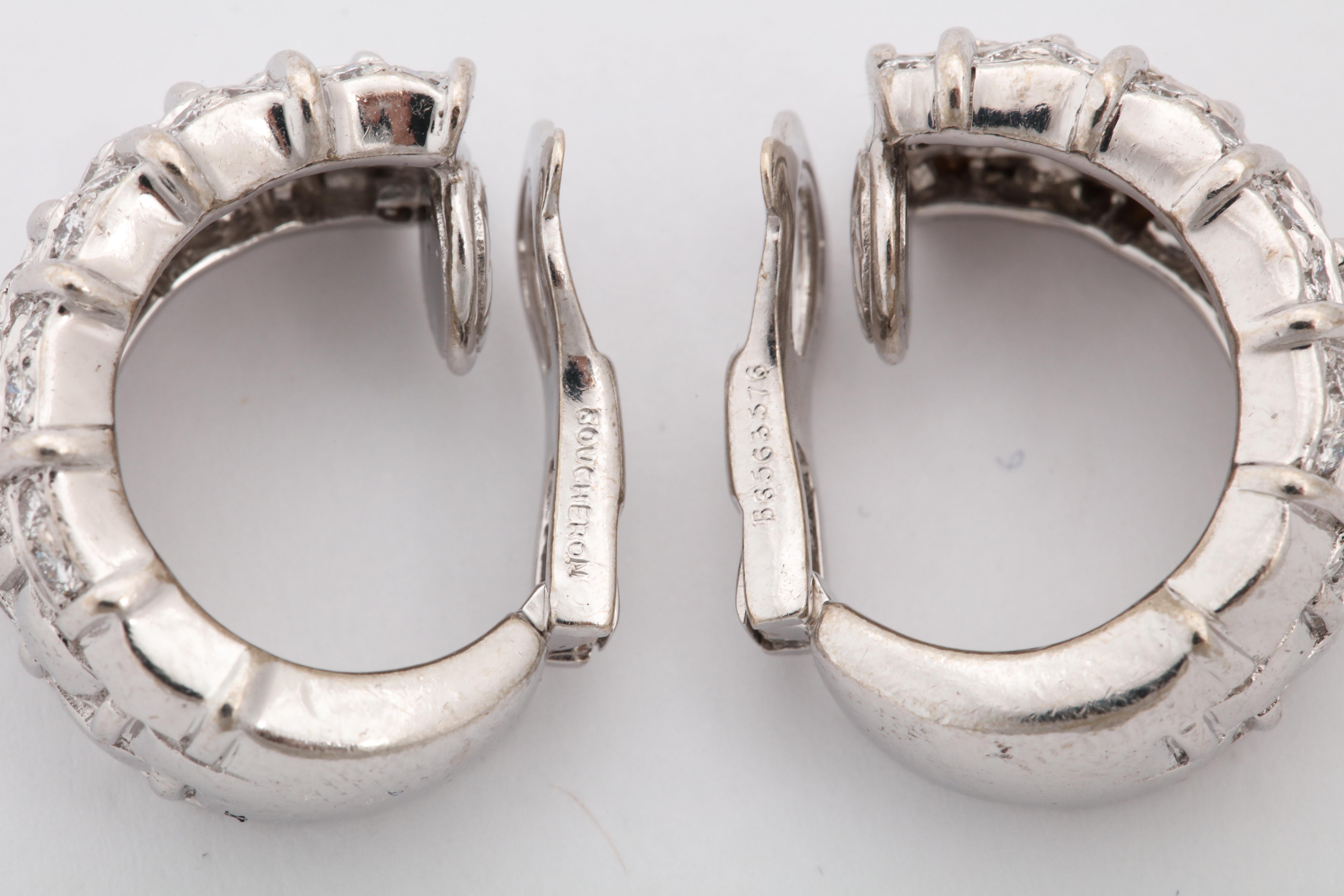 Boucheron, Paris, 1980s Diamond White Gold Half Hoop Earrings with Fancy Backs 7