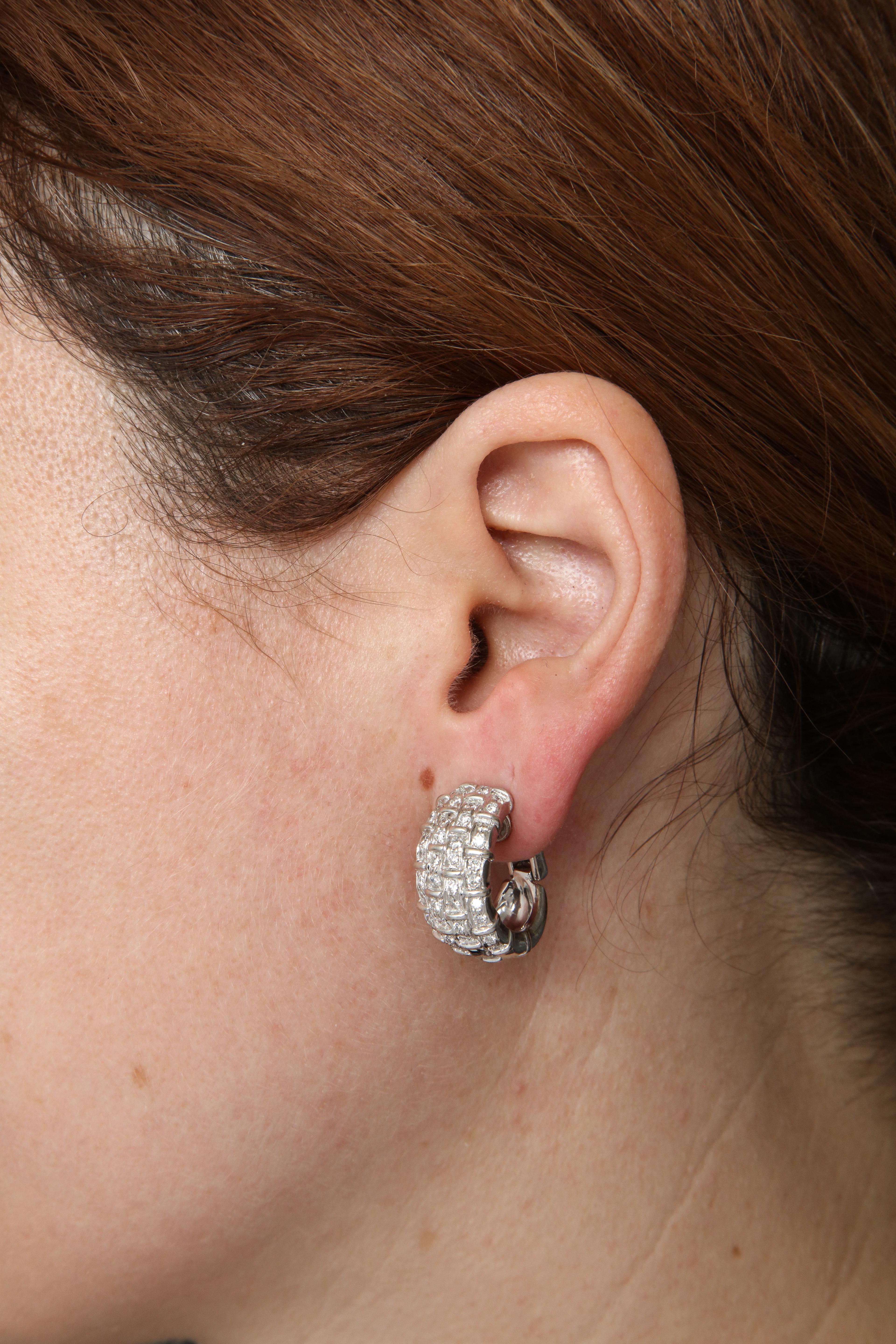 Boucheron, Paris, 1980s Diamond White Gold Half Hoop Earrings with Fancy Backs 8