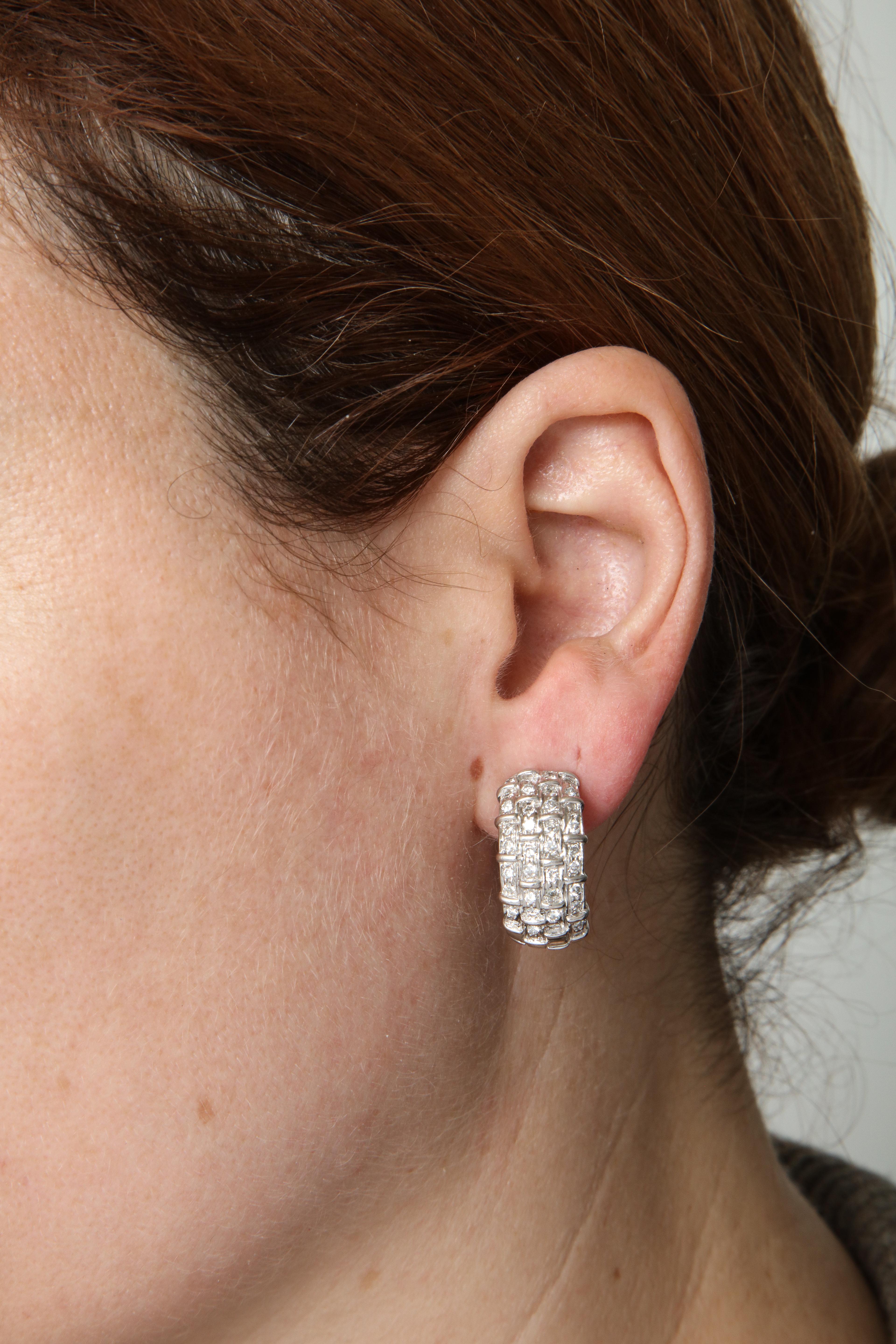 Boucheron, Paris, 1980s Diamond White Gold Half Hoop Earrings with Fancy Backs 9