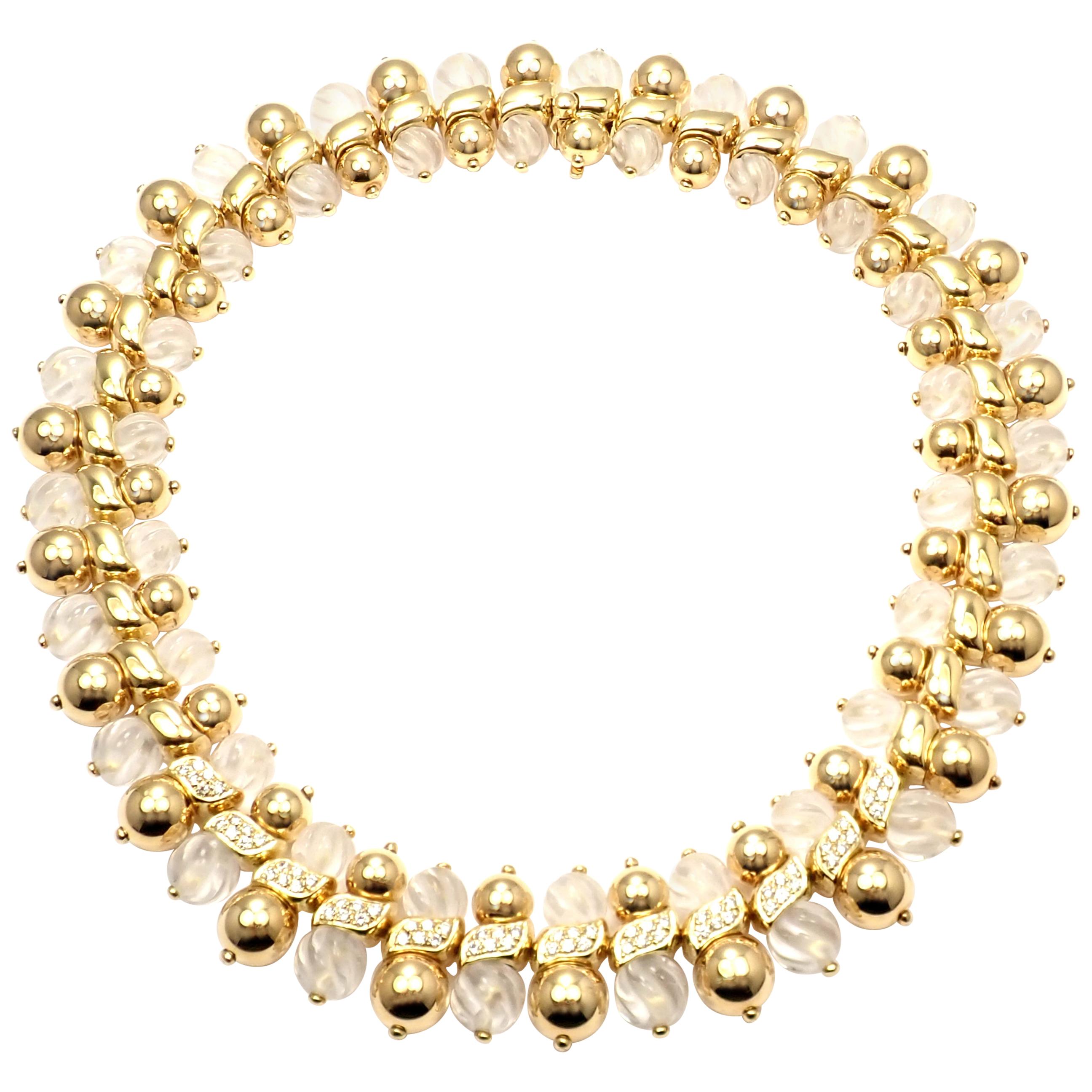 Boucheron Paris 2.2 Carat Diamond Rock Crystal Yellow Gold Necklace