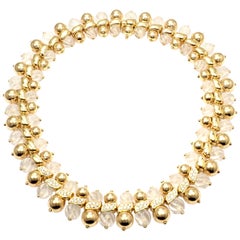 Vintage Boucheron Paris 2.2 Carat Diamond Rock Crystal Yellow Gold Necklace