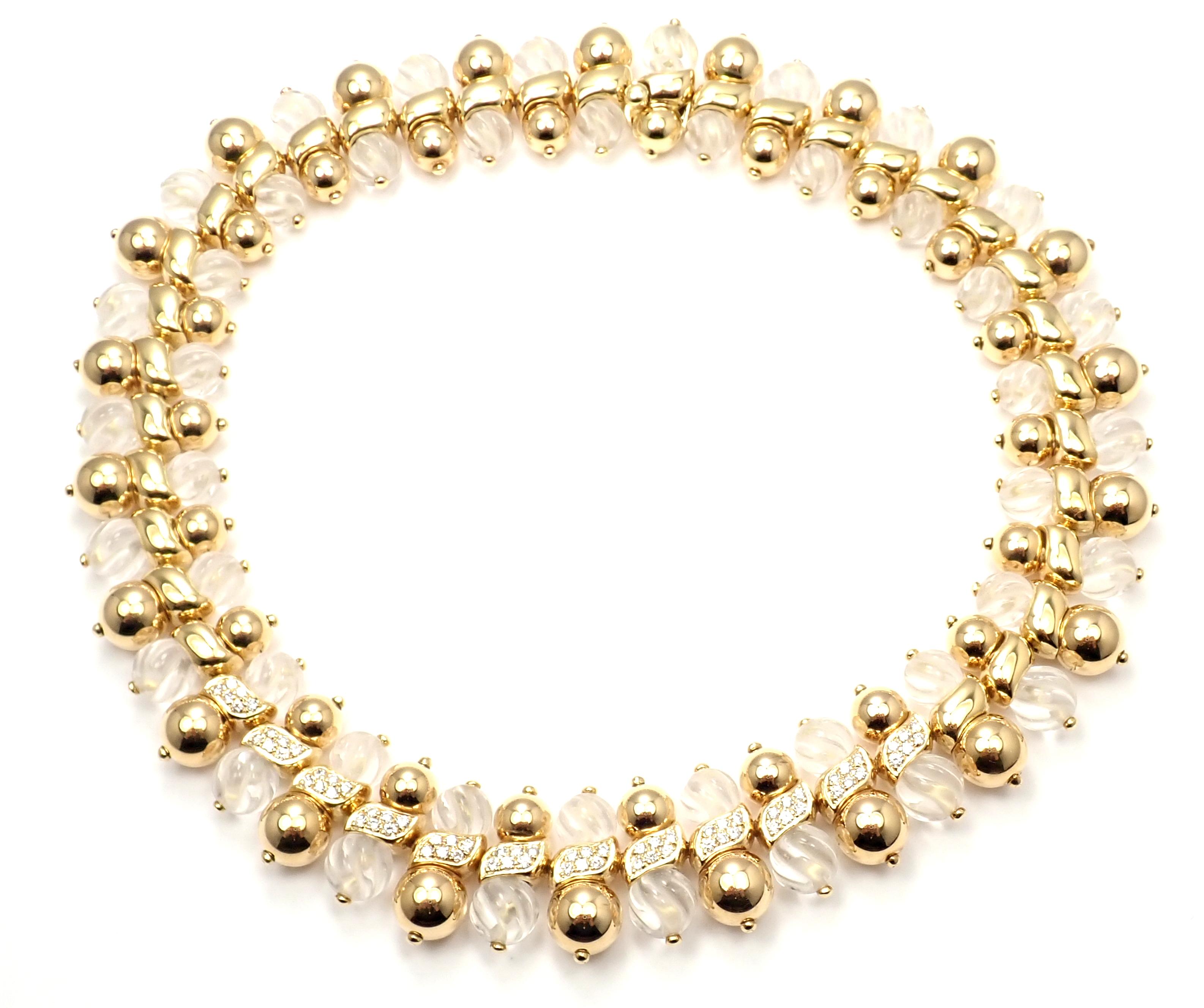 Women's or Men's Boucheron Paris 2.2 Carat Diamond Rock Crystal Yellow Gold Necklace