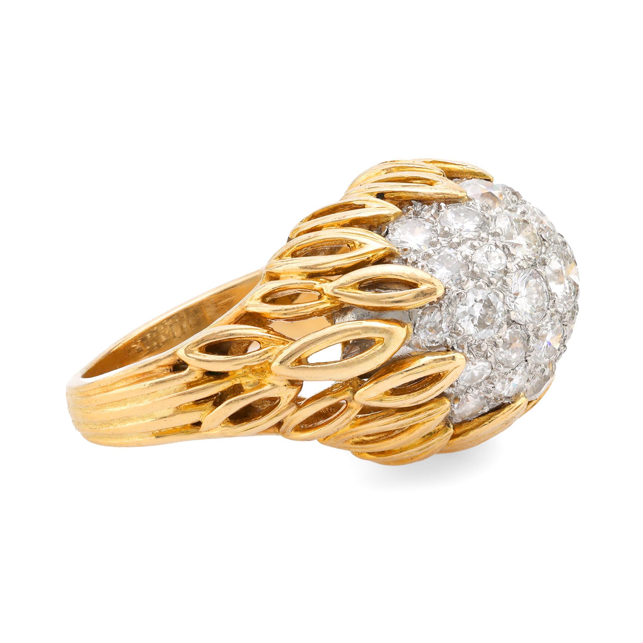 Boucheron Paris 3,20 Karat Gesamtgewicht Diamant 18k Gelbgold Dome Ring (Moderne)