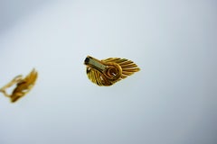 Boucheron Paris Andre Vassort 18k Gold & Diamond Leaf Clip-On Earrings Vintage
