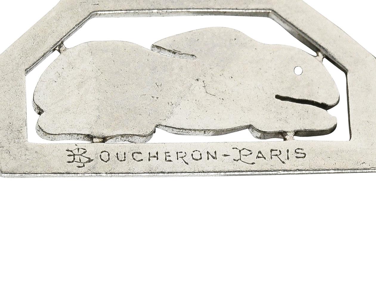 Women's or Men's Boucheron Paris Art Deco Diamond Platinum Rabbit Charm