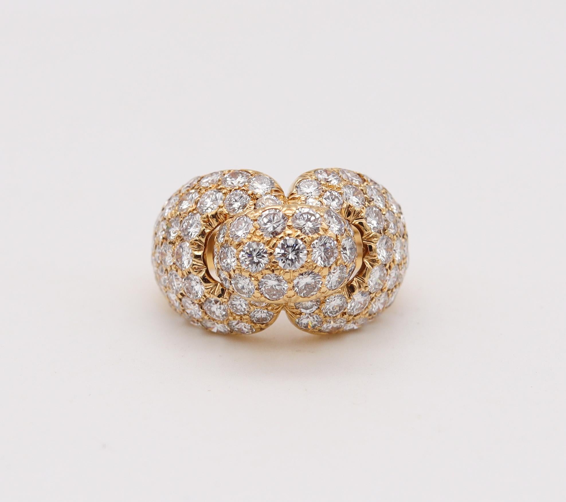 Boucheron Paris Cocktail Ring in 18Kt Yellow Gold with 8.19 Cts in Diamonds For Sale 1