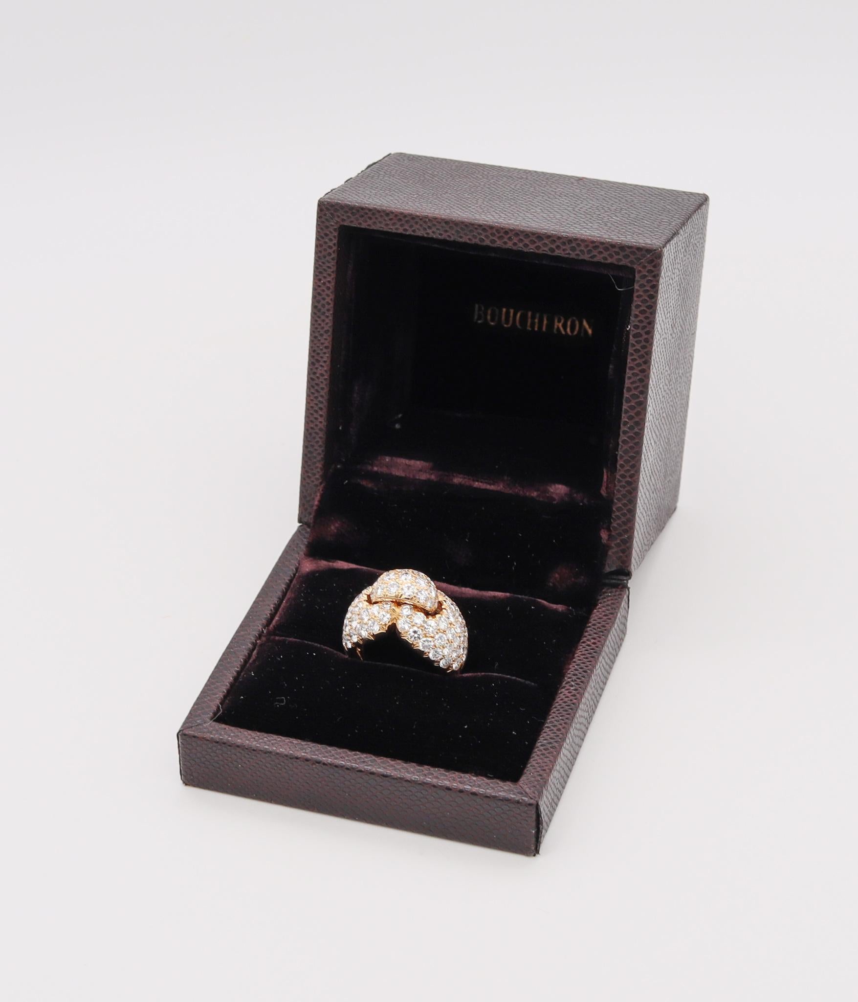 Boucheron Paris Cocktail Ring in 18Kt Yellow Gold with 8.19 Cts in Diamonds For Sale 4