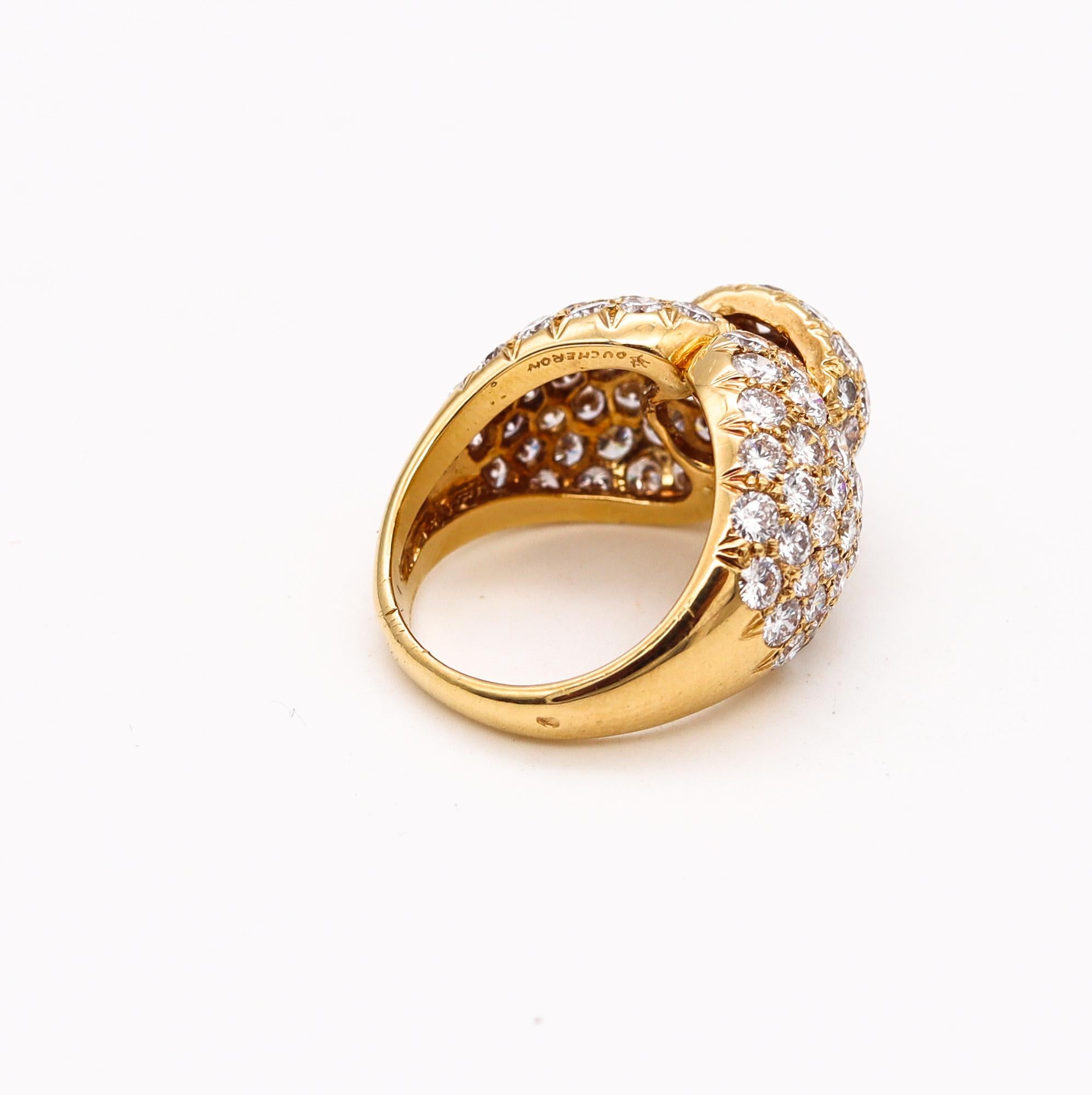 Bague cocktail Boucheron Paris en or jaune 18 carats avec 8,19 carats de diamants en vente 1