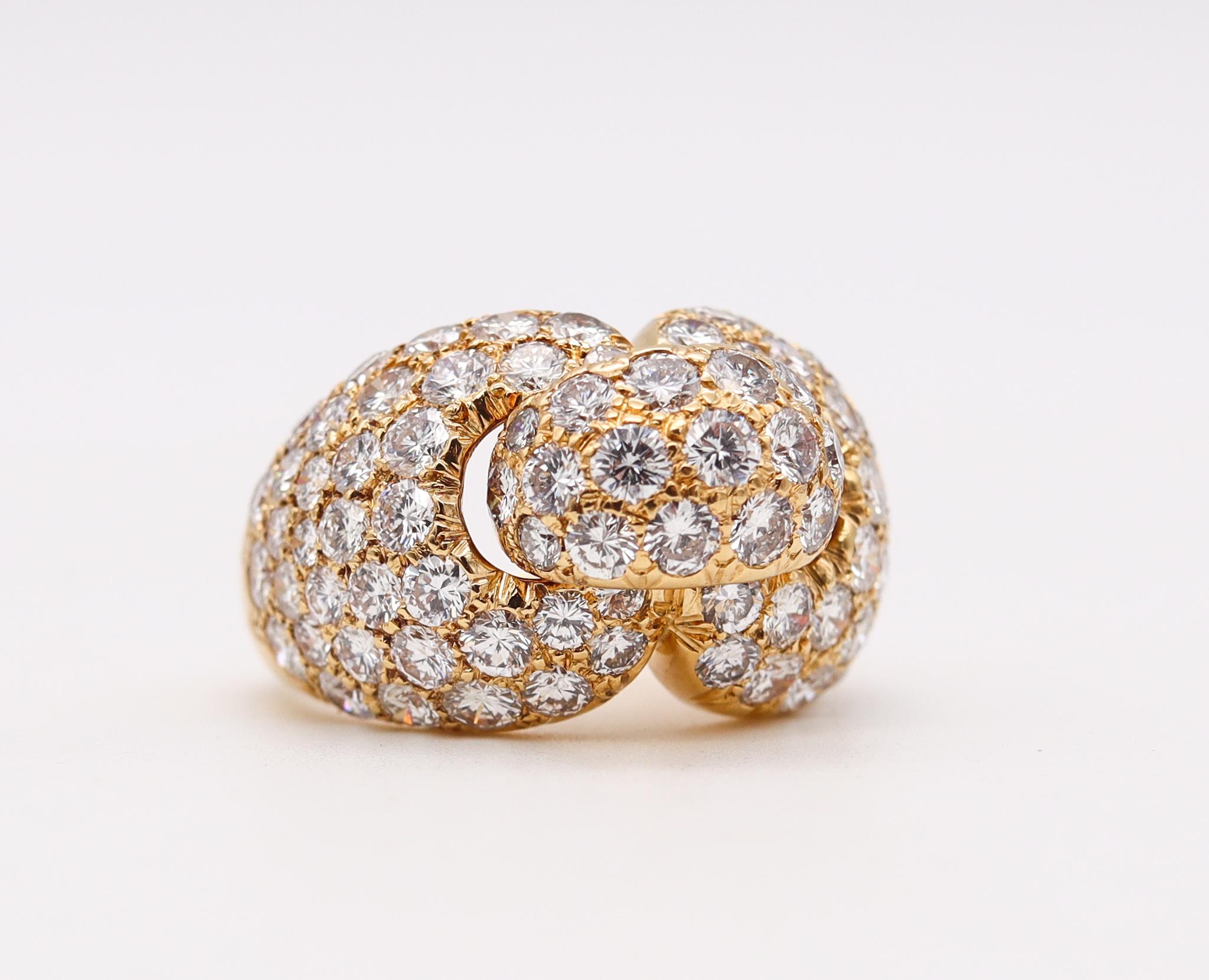 Women's Boucheron Paris Cocktail Ring in 18Kt Yellow Gold with 8.19 Cts in Diamonds For Sale