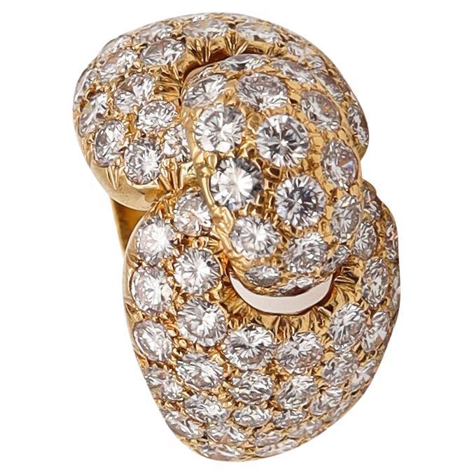 Boucheron Paris Cocktail Ring in 18Kt Yellow Gold with 8.19 Cts in Diamonds For Sale