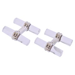 Boucheron Paris Crystal Gold Bar Cufflinks