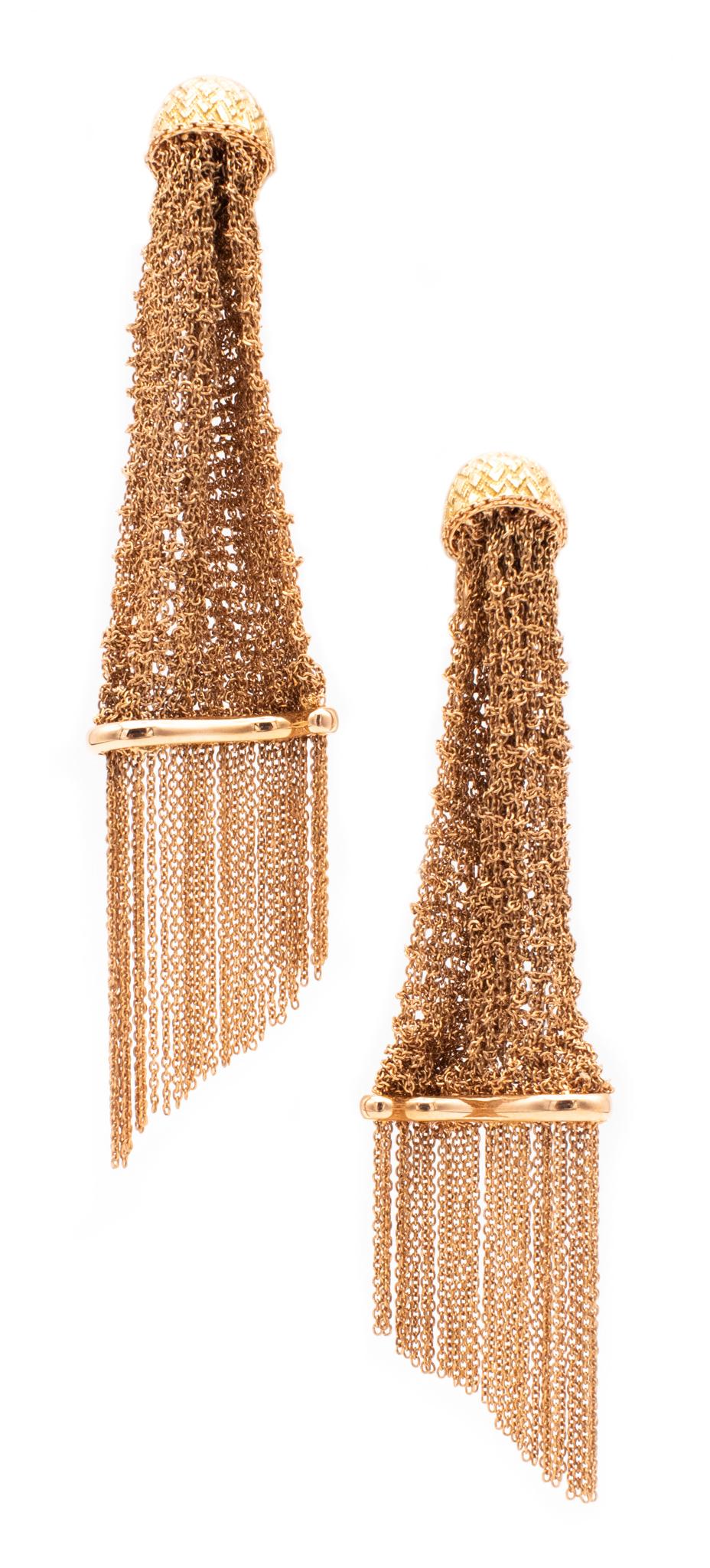 Boucheron Paris Delilah Dangle Drop Fringes Earrings in 18 Karat Yellow Gold