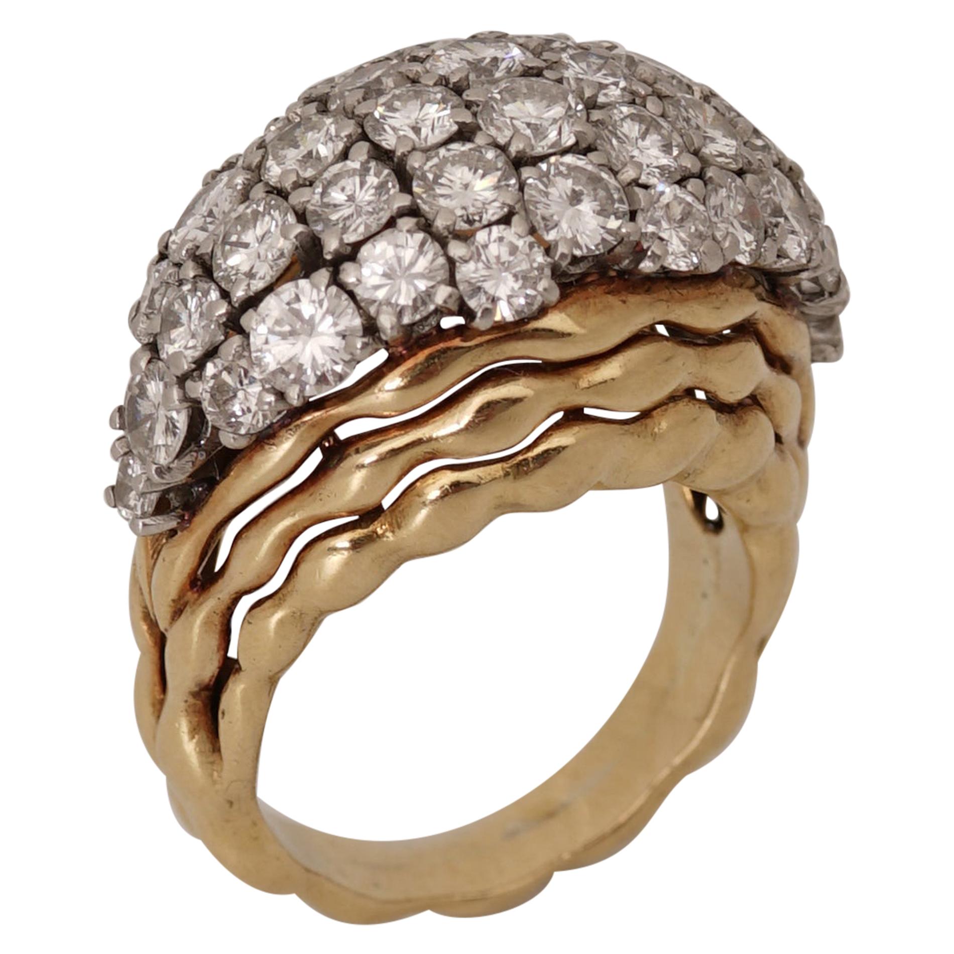 Boucheron, Paris, Diamond and 18k Gold Wave Ring, circa 1970