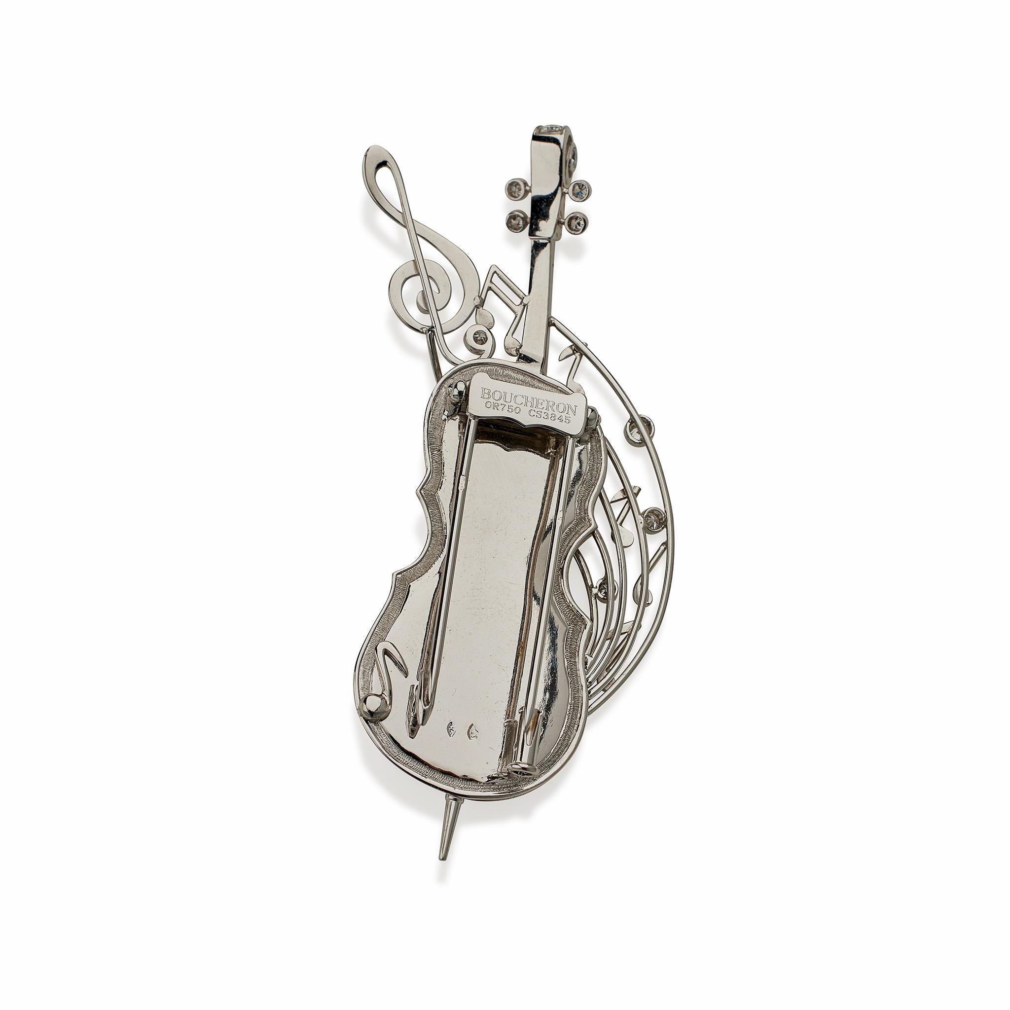 Modern Boucheron Paris Diamond Cello Brooch