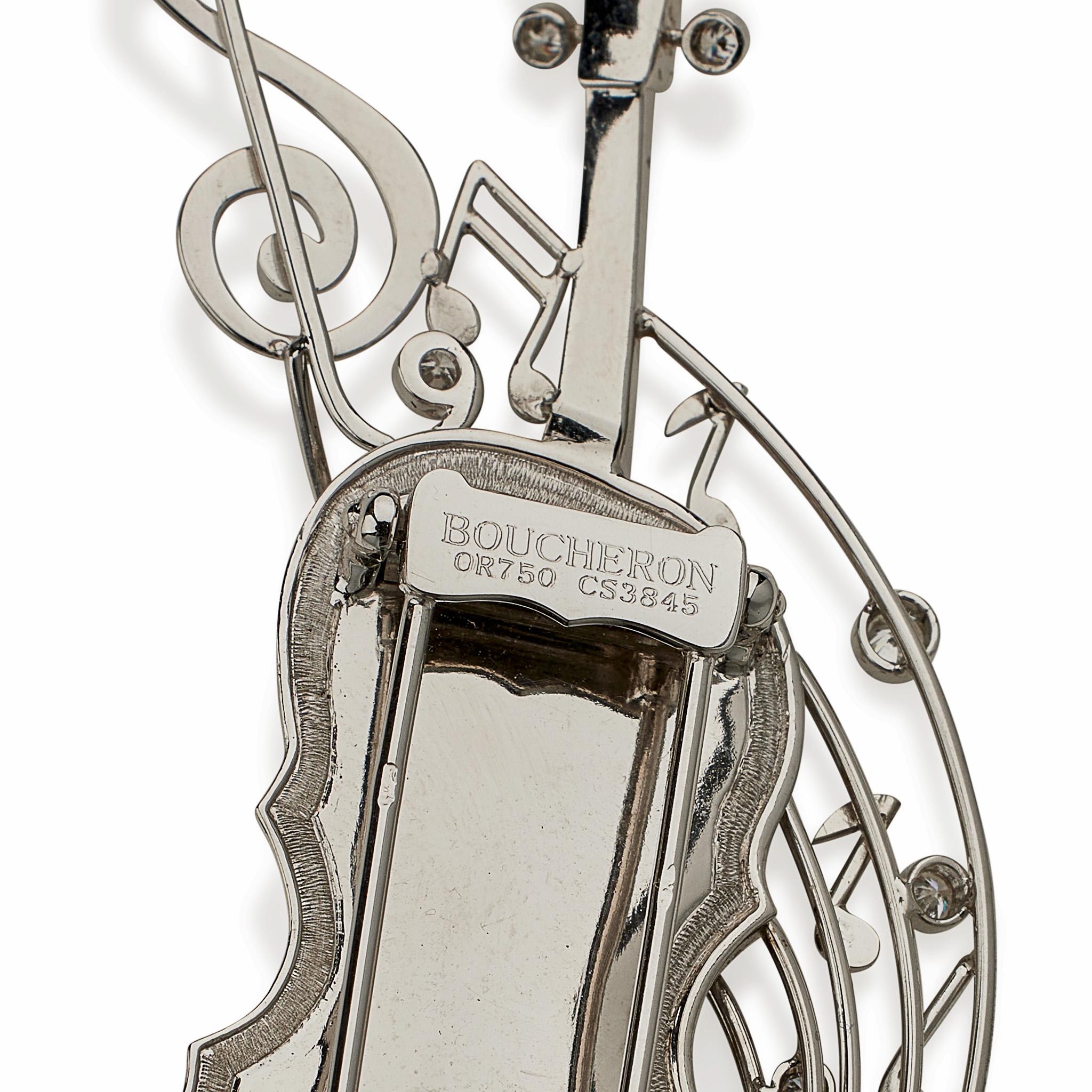 Brilliant Cut Boucheron Paris Diamond Cello Brooch For Sale