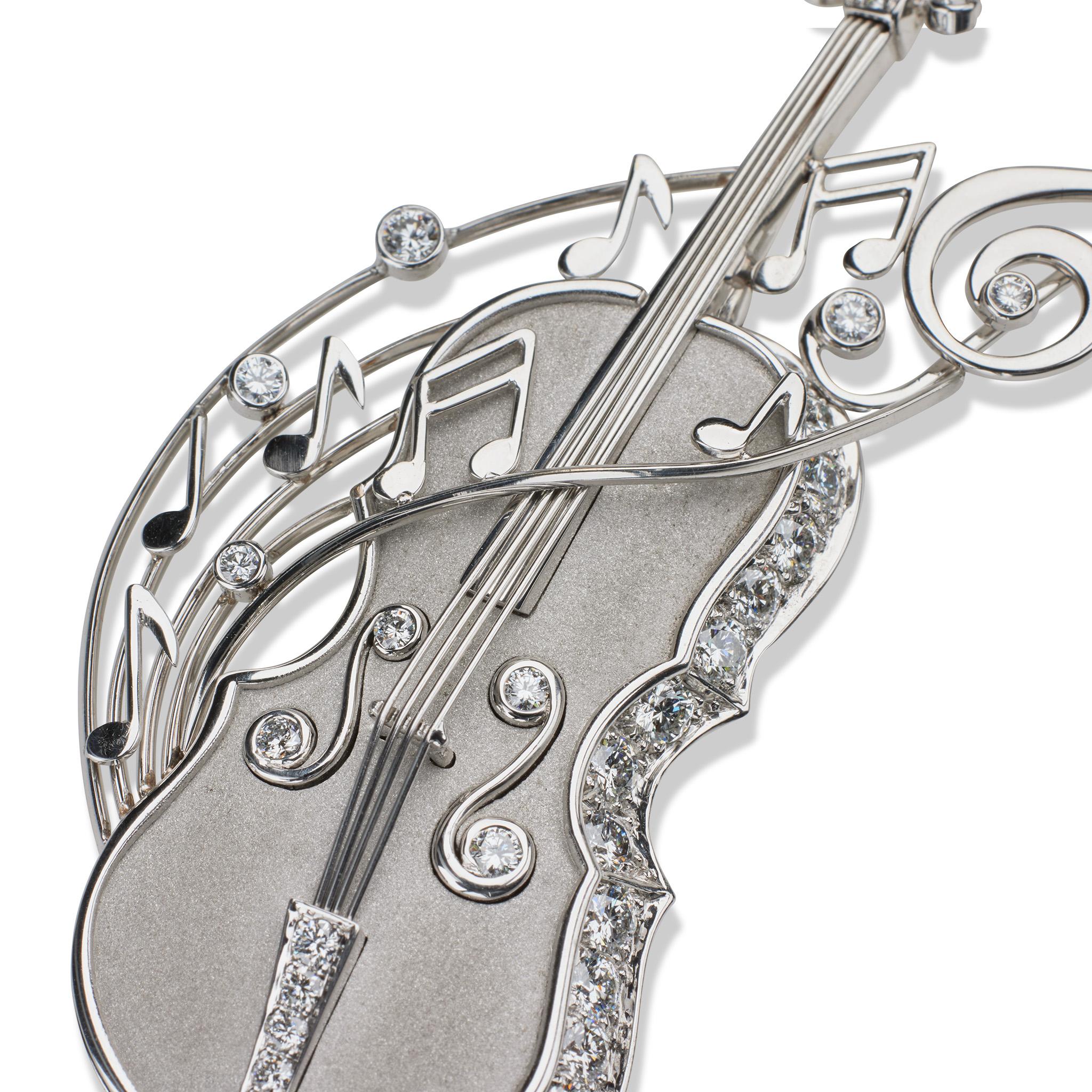 Boucheron Paris Diamond Cello Brooch In Excellent Condition For Sale In New York, NY
