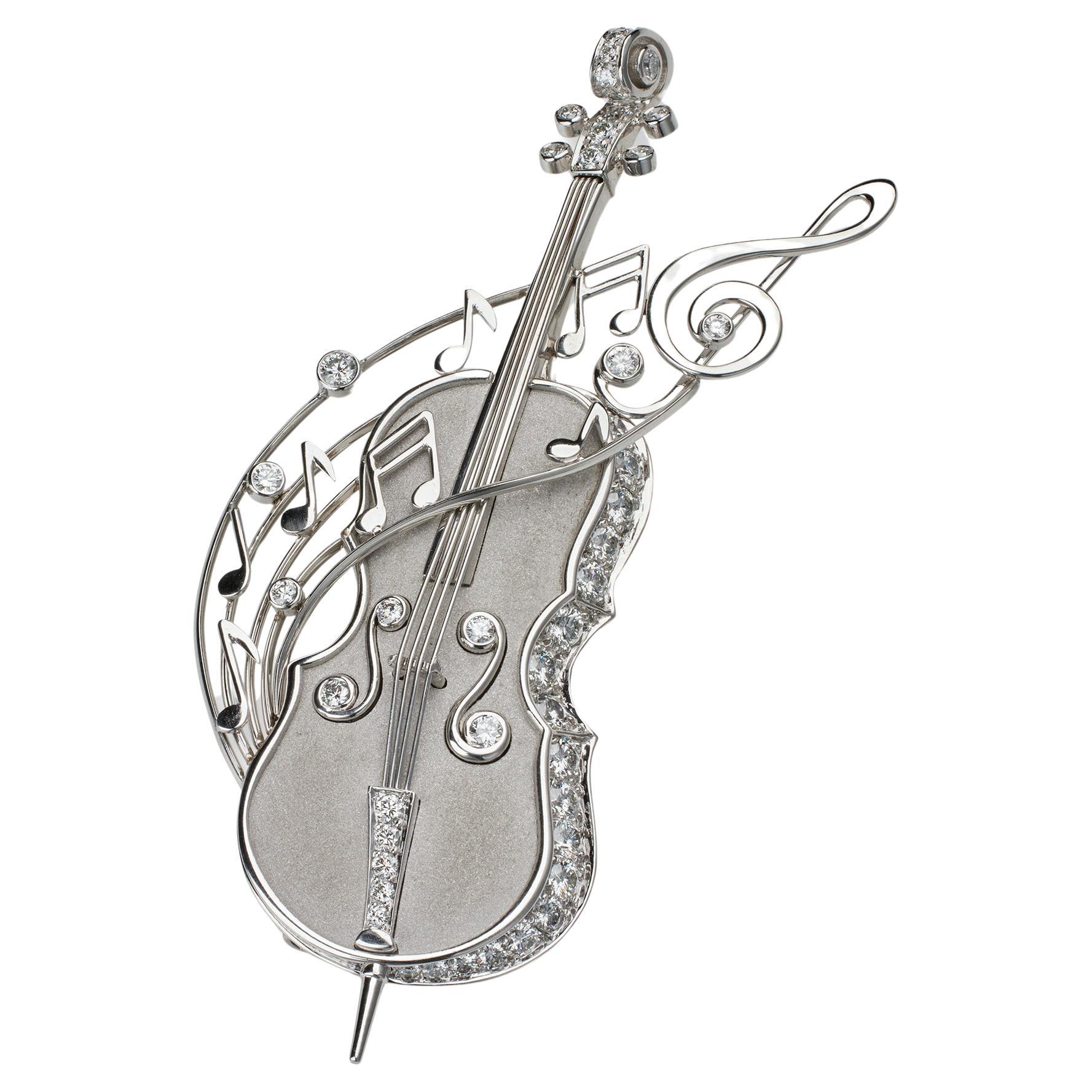 Boucheron Paris Diamond Cello Brooch For Sale